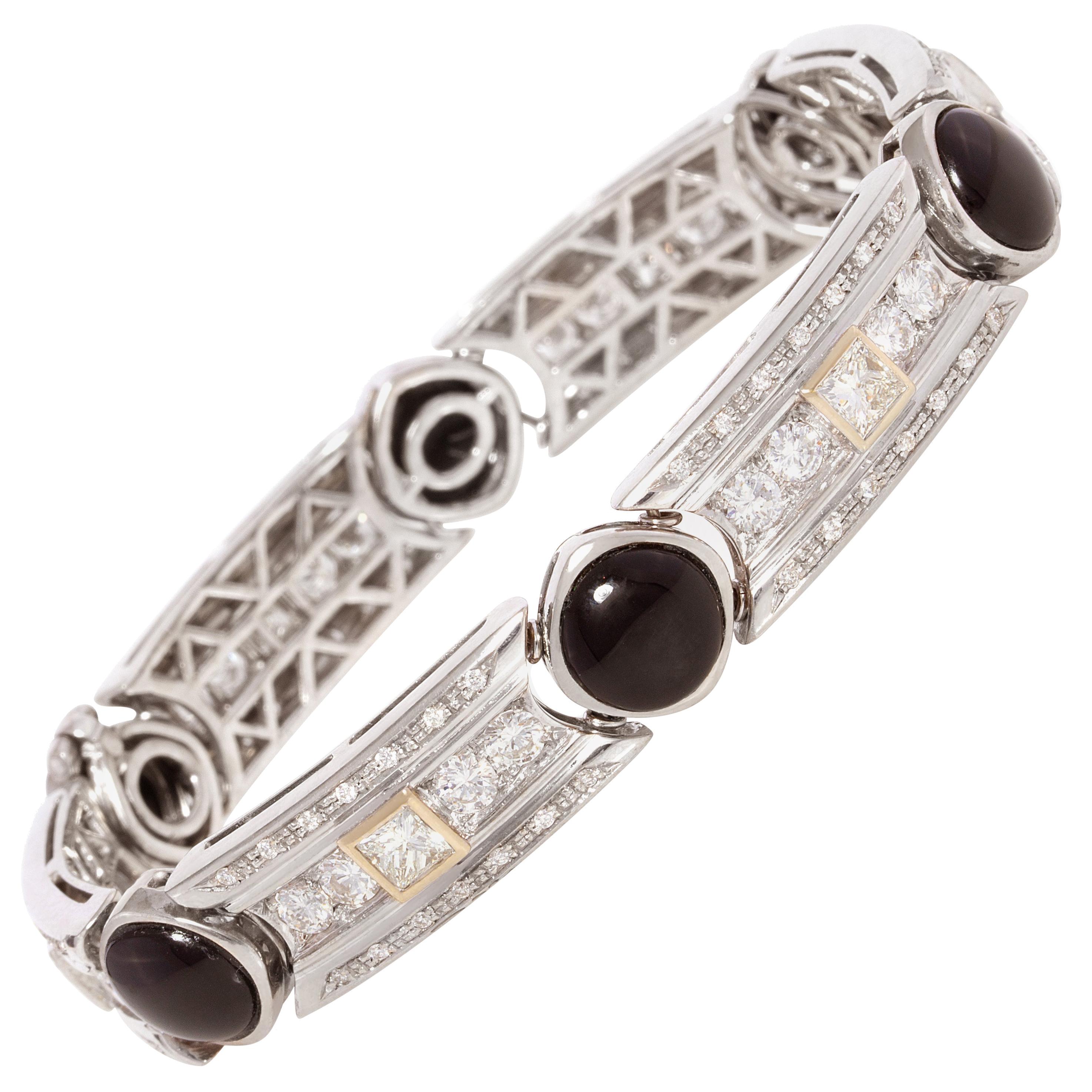 Ella Gafter Art Déco Stil Diamant Onyx Armband im Angebot