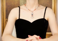 Bow Necklace Diamond Pearl Onyx Coral Art Déco Design by Ella Gafter