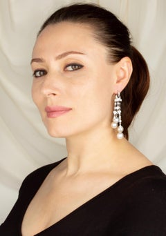 Orecchini a goccia con diamante e perla Chandelier Tassel Design/One di Ella Gafter