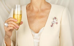 Bow Brooch Pin with Diamonds and Ruby Design by Ella Gafter