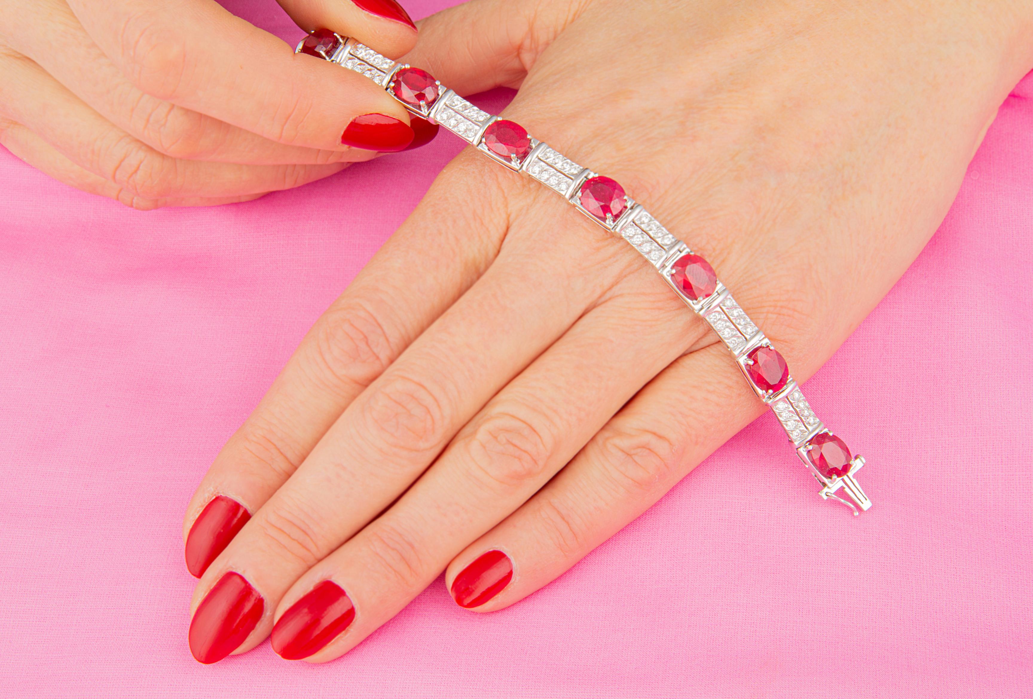 Artist Ella Gafter Diamond Ruby Bracelet For Sale
