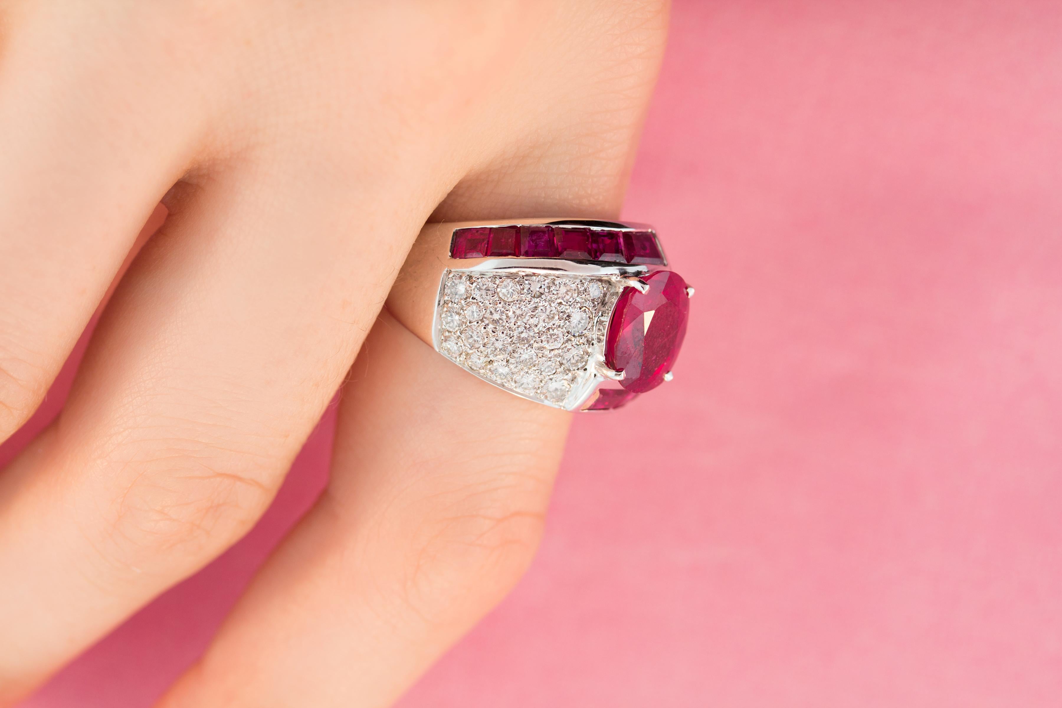 Women's Ruby and Diamond Gold Cocktail Ring Design by Ella Gafter For Sale