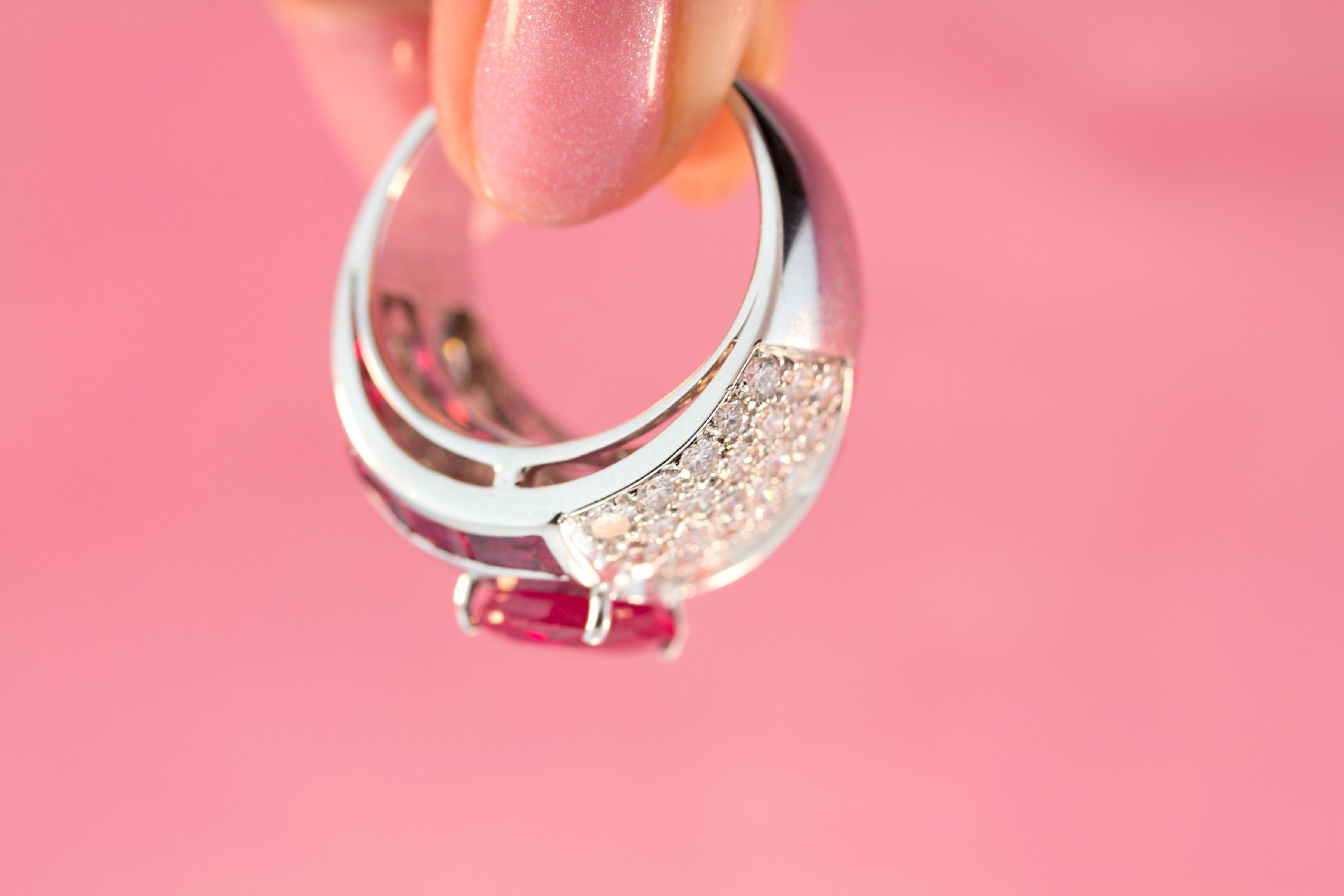 Ruby and Diamond Gold Cocktail Ring Design by Ella Gafter For Sale 3