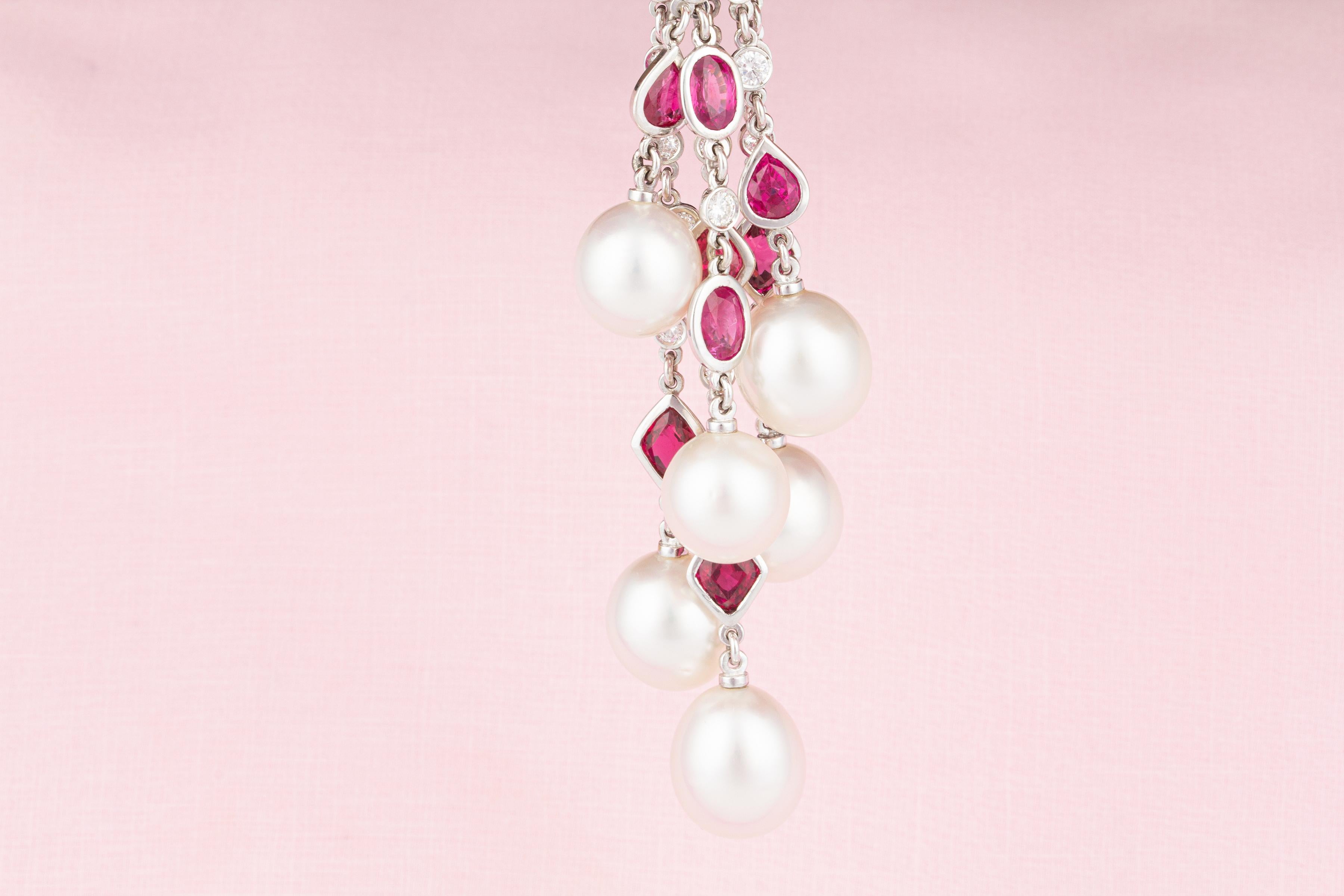 Colgante borla Diamante Rubí Perla Diseño de Ella Gafter en venta 3