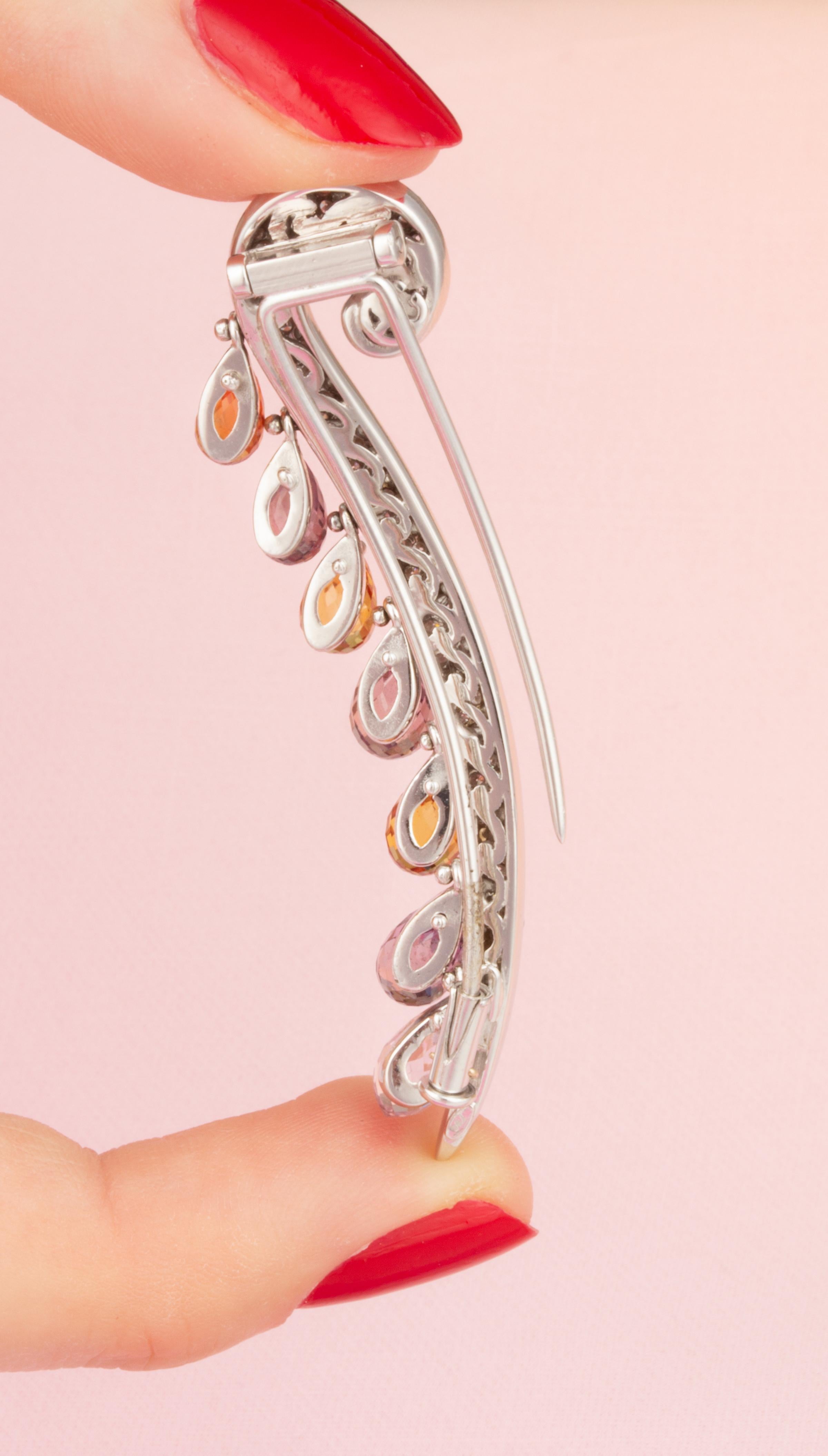 Ella Gafter Diamond Sapphire Briolette Stick Pin In New Condition In New York, NY