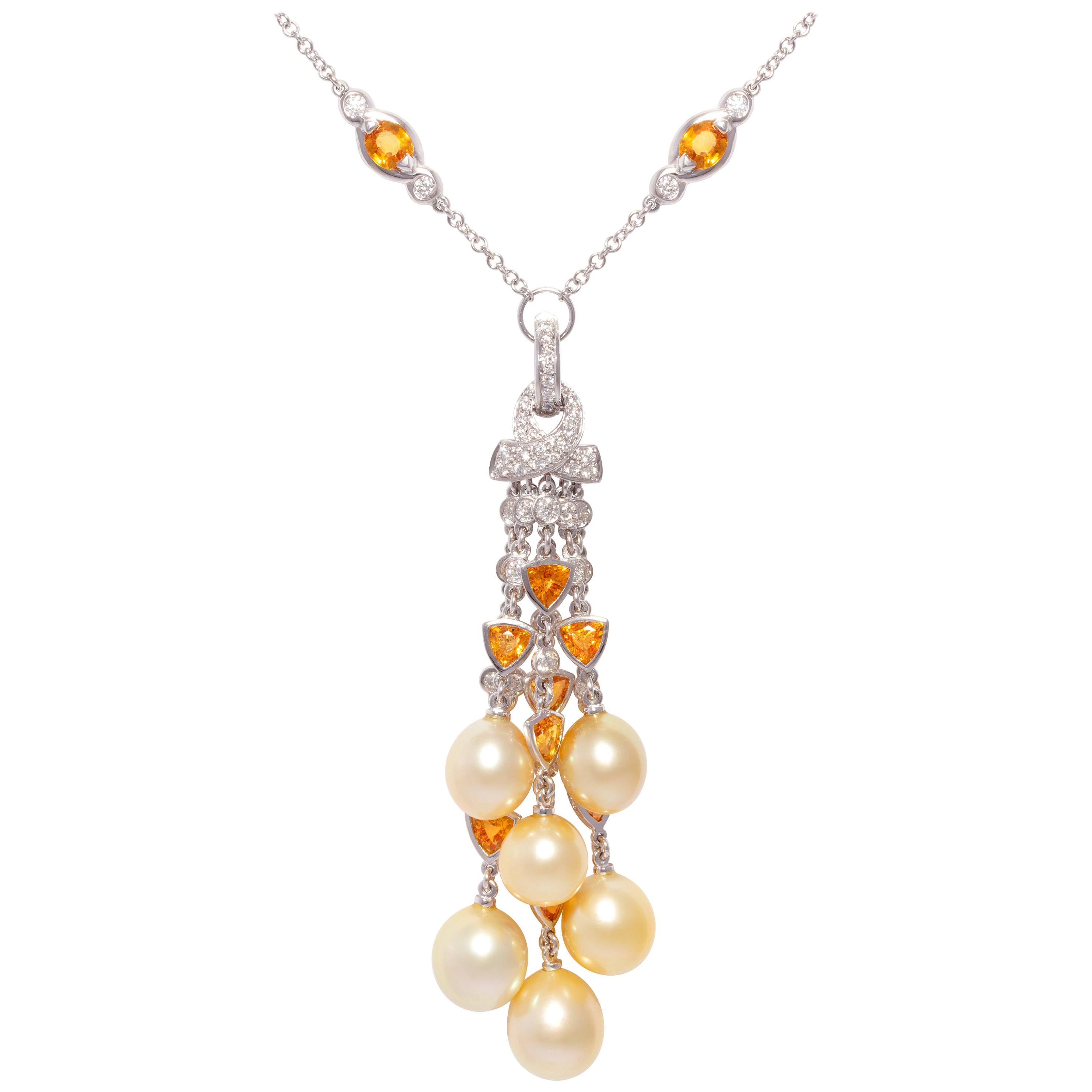 Ella Gafter Collier pendentif à pompon en diamants, saphirs et perles