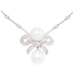 Ella Gafter Diamond South Sea Pearl Brooch Necklace