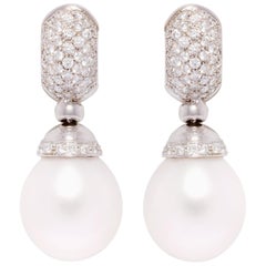 Ella Gafter Diamond South Sea Pearl Drop Earrings