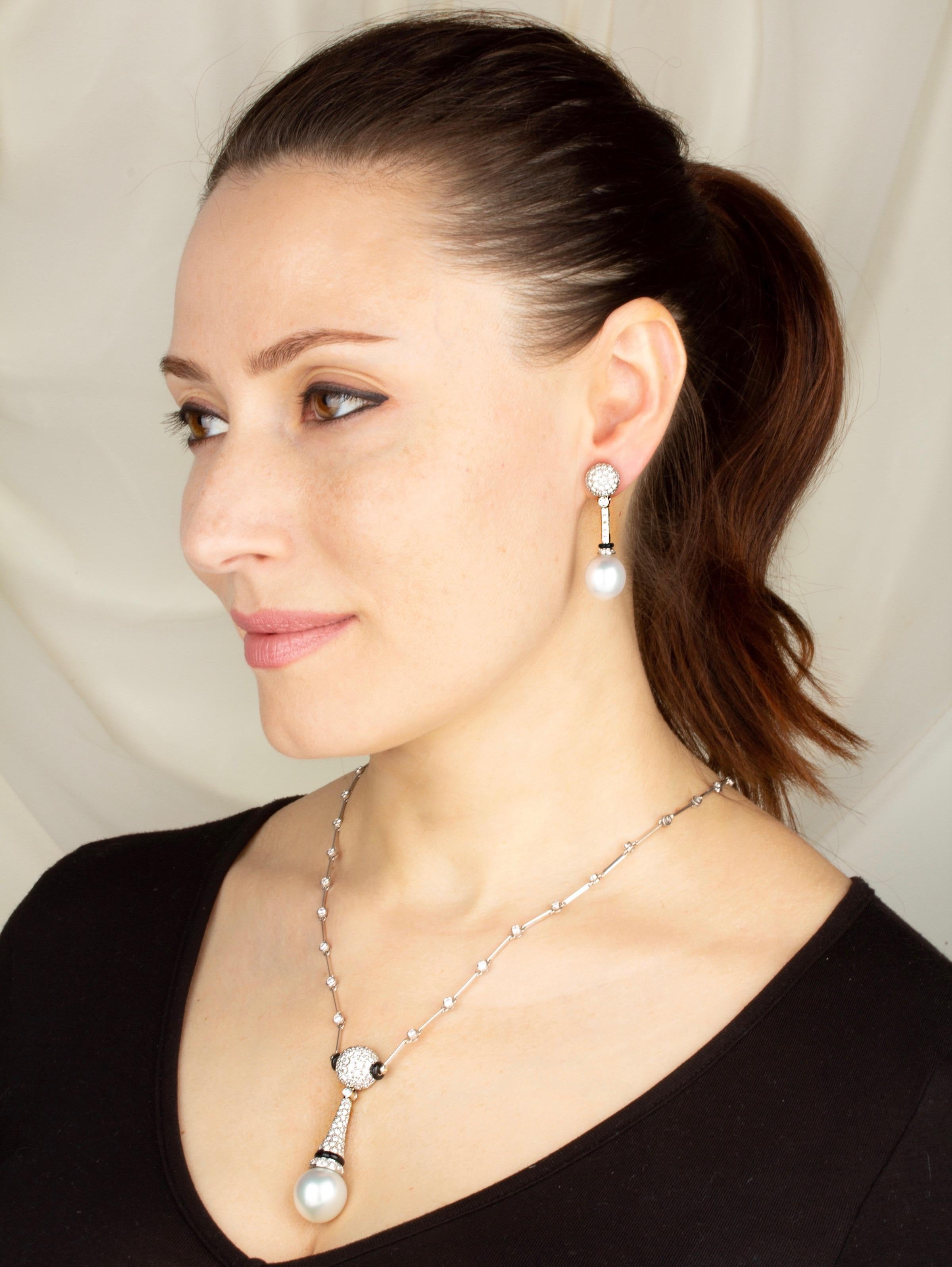 Collana di diamanti, perle e onice Art Déco Design/One di Ella Gafter in vendita 5