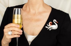 Swan Brooch Pin Diamonds Art Déco Design by Ella Gafter