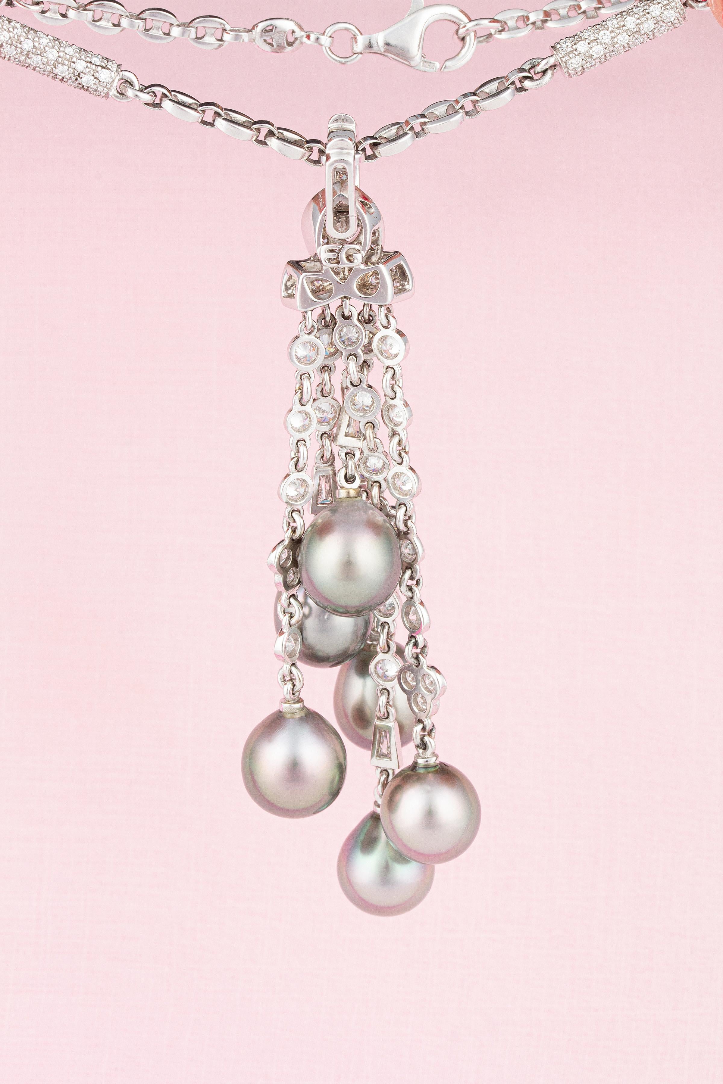 Collana con diamanti e perle nere di Tahiti Design/One di Ella Gafter in vendita 1