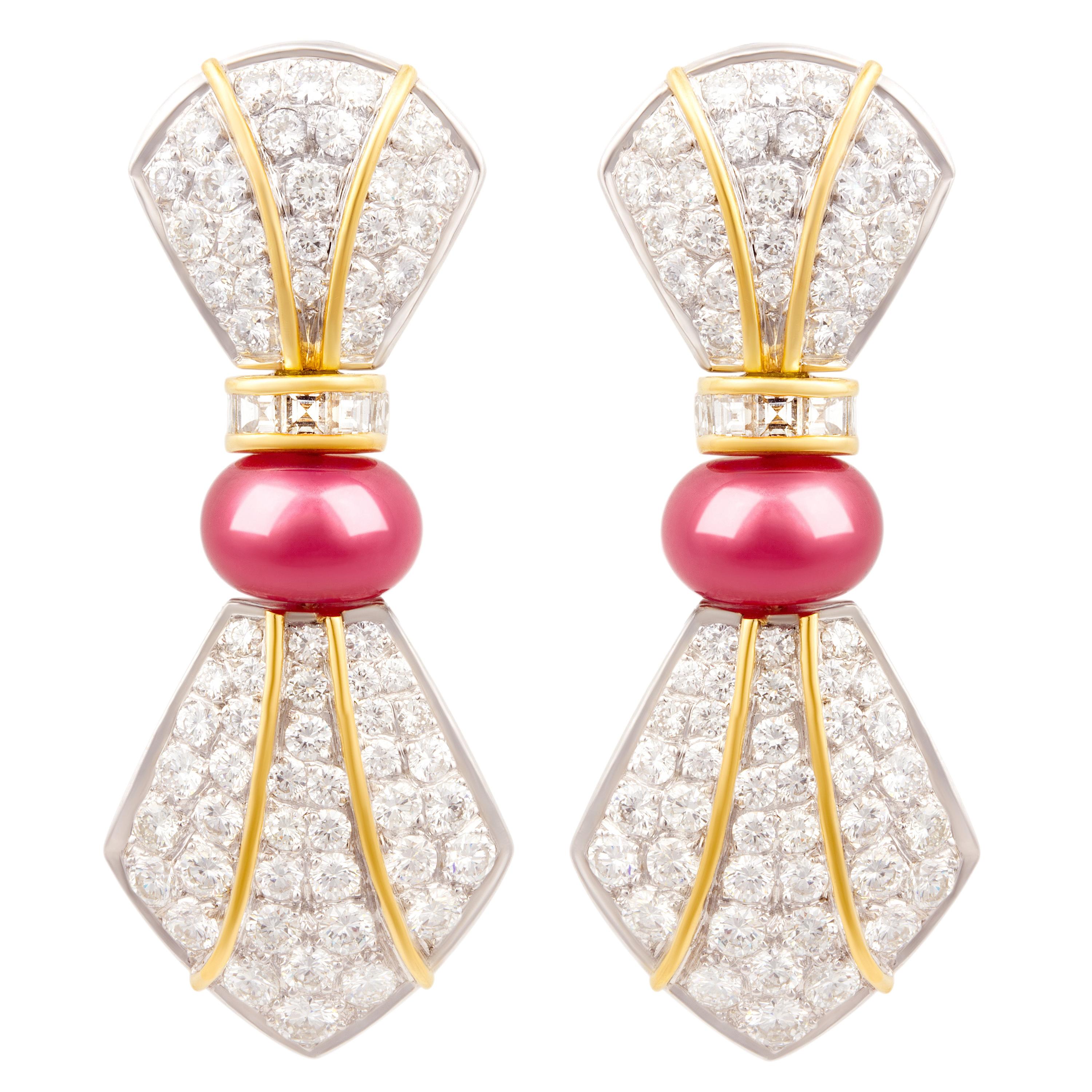 Diamond Drop Earrings White Yellow Gold Design by Ella Gafter