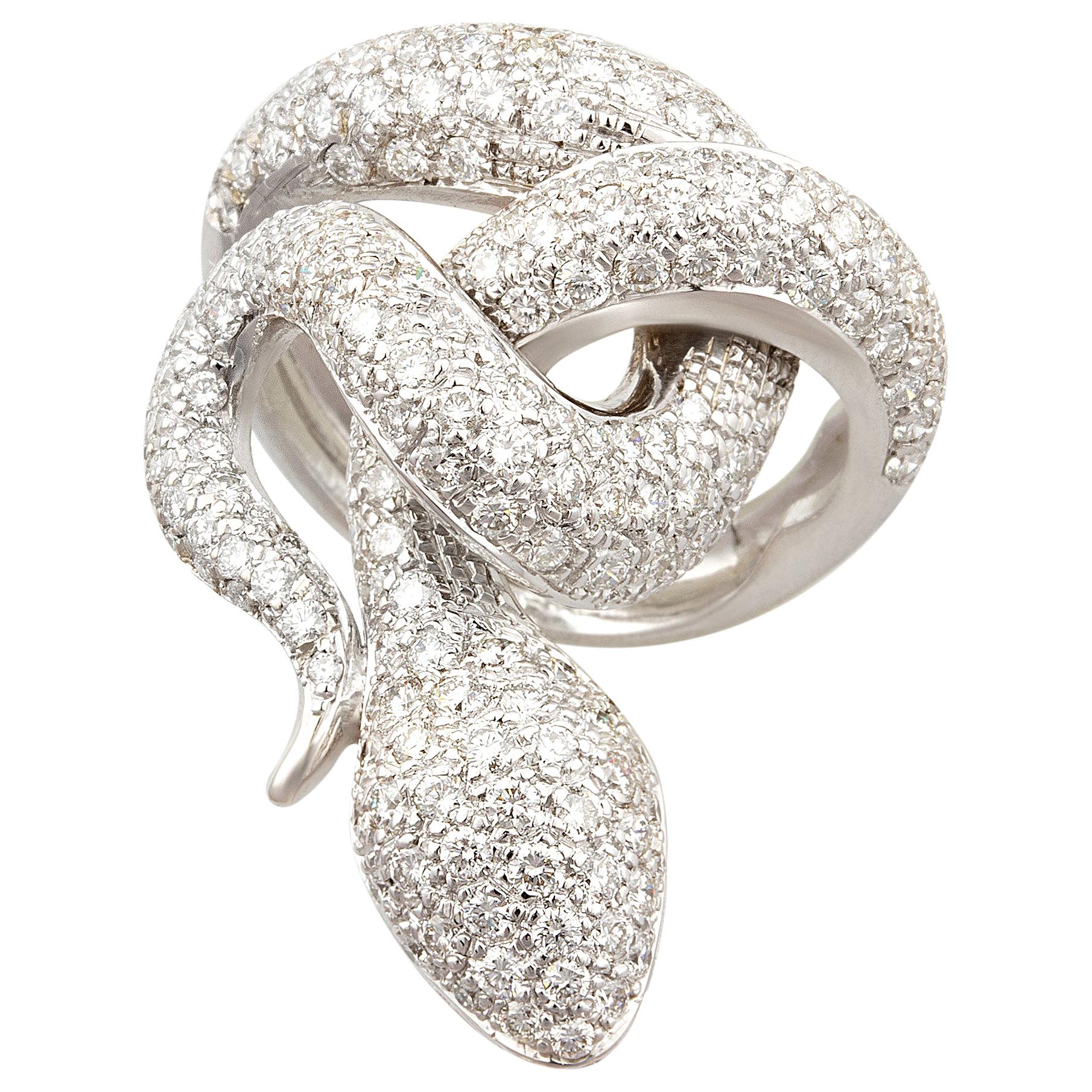 Ella Gafter Snake Diamond Gold Ring For Sale
