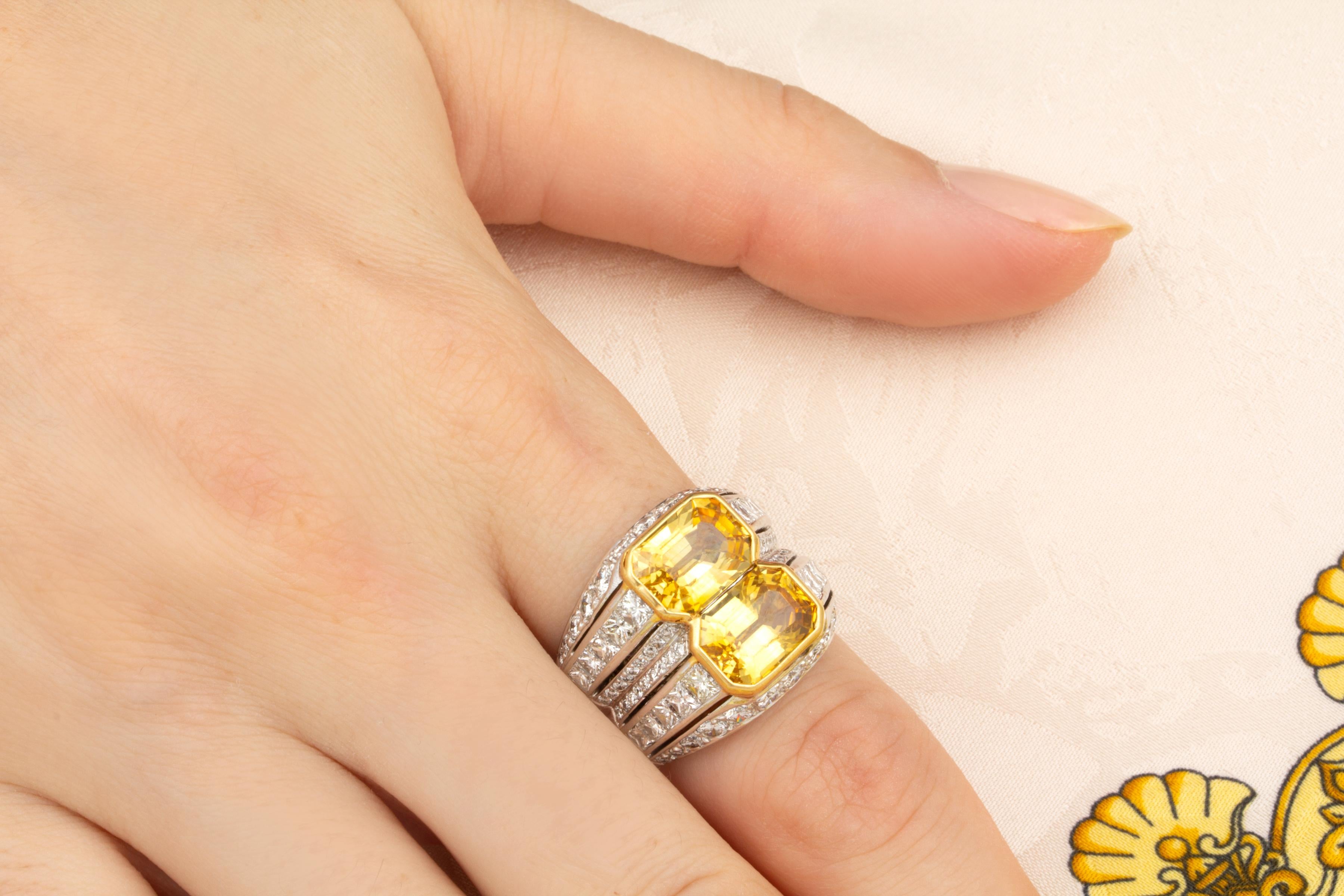 Artist Ella Gafter Diamond Yellow Sapphire Ring For Sale