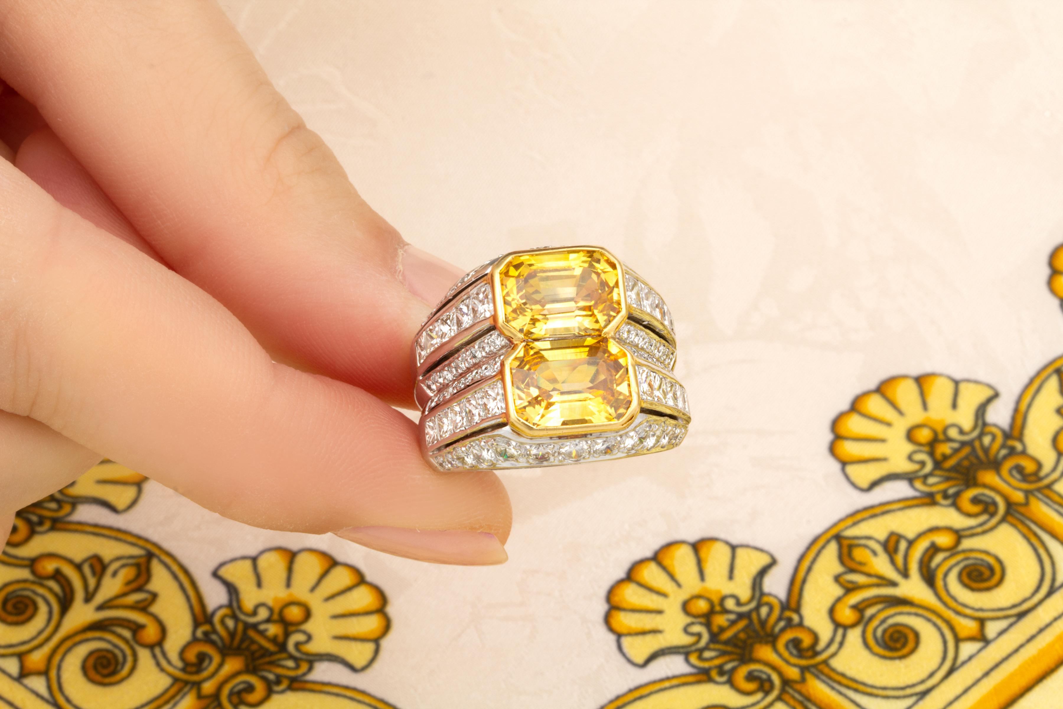 Ella Gafter Diamond Yellow Sapphire Ring In New Condition For Sale In New York, NY