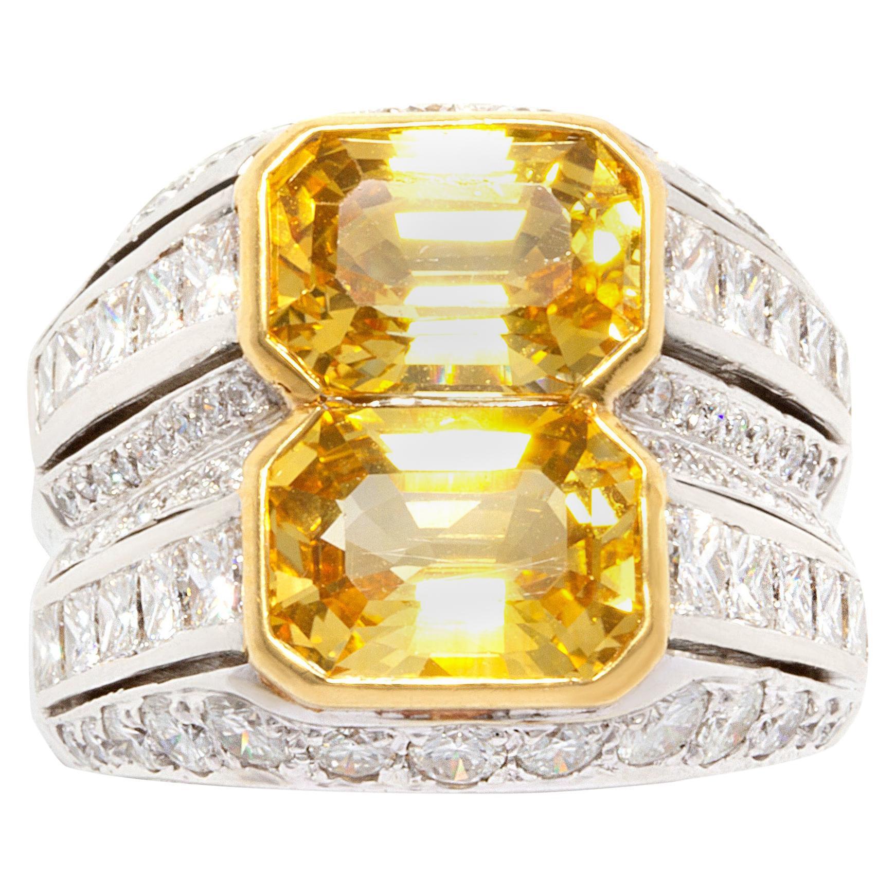 Ella Gafter Diamond Yellow Sapphire Ring For Sale