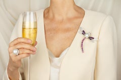 Dragonfly Brooch Pin Sapphires Diamonds Pearl Design by Ella Gafter