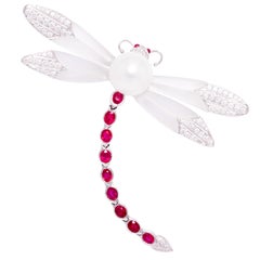Dragonfly Brooch Pin Diamonds Ruby Design by Ella Gafter