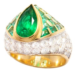 Ella Gafter Emerald Diamond Cocktail Ring