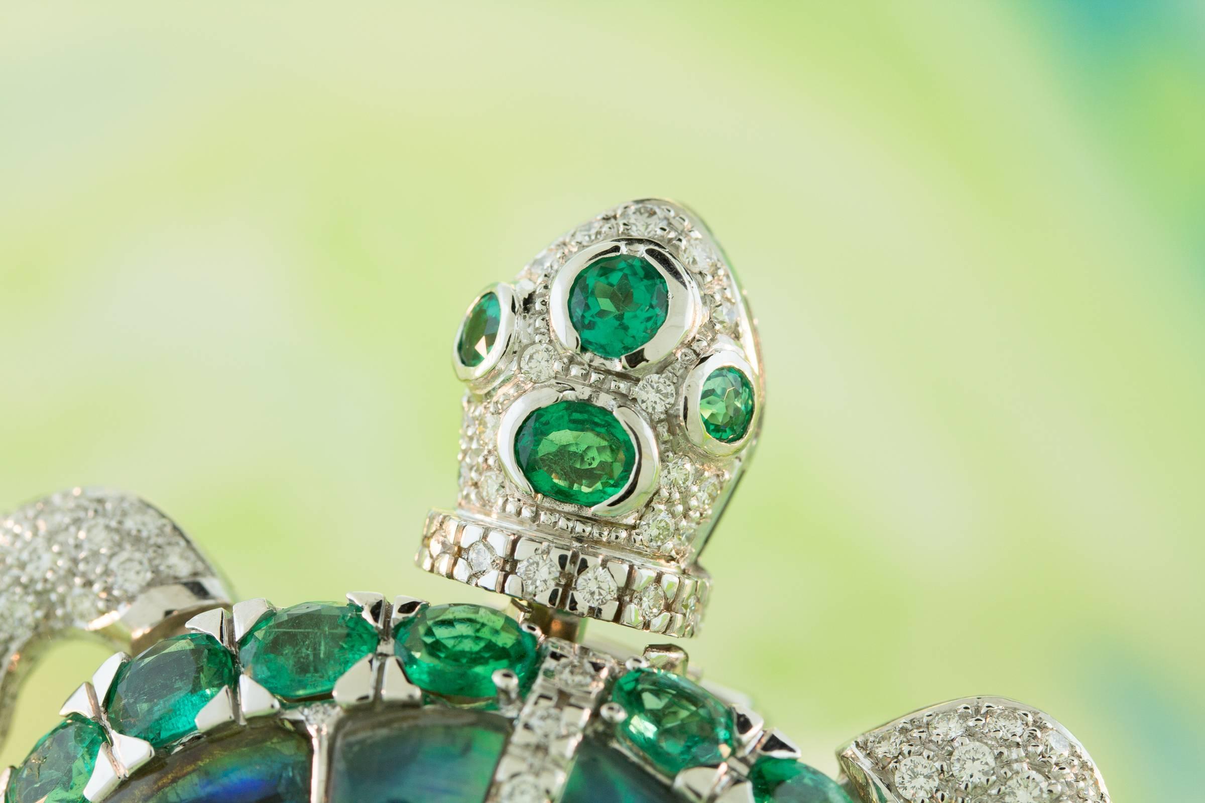 Ella Gafter Turtle Brooch Diamond Emerald   For Sale 5