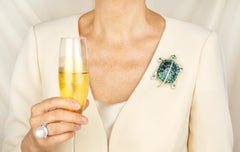 Turtle Brooch Pin with Emeralds and Diamonds Design by Ella Gafter