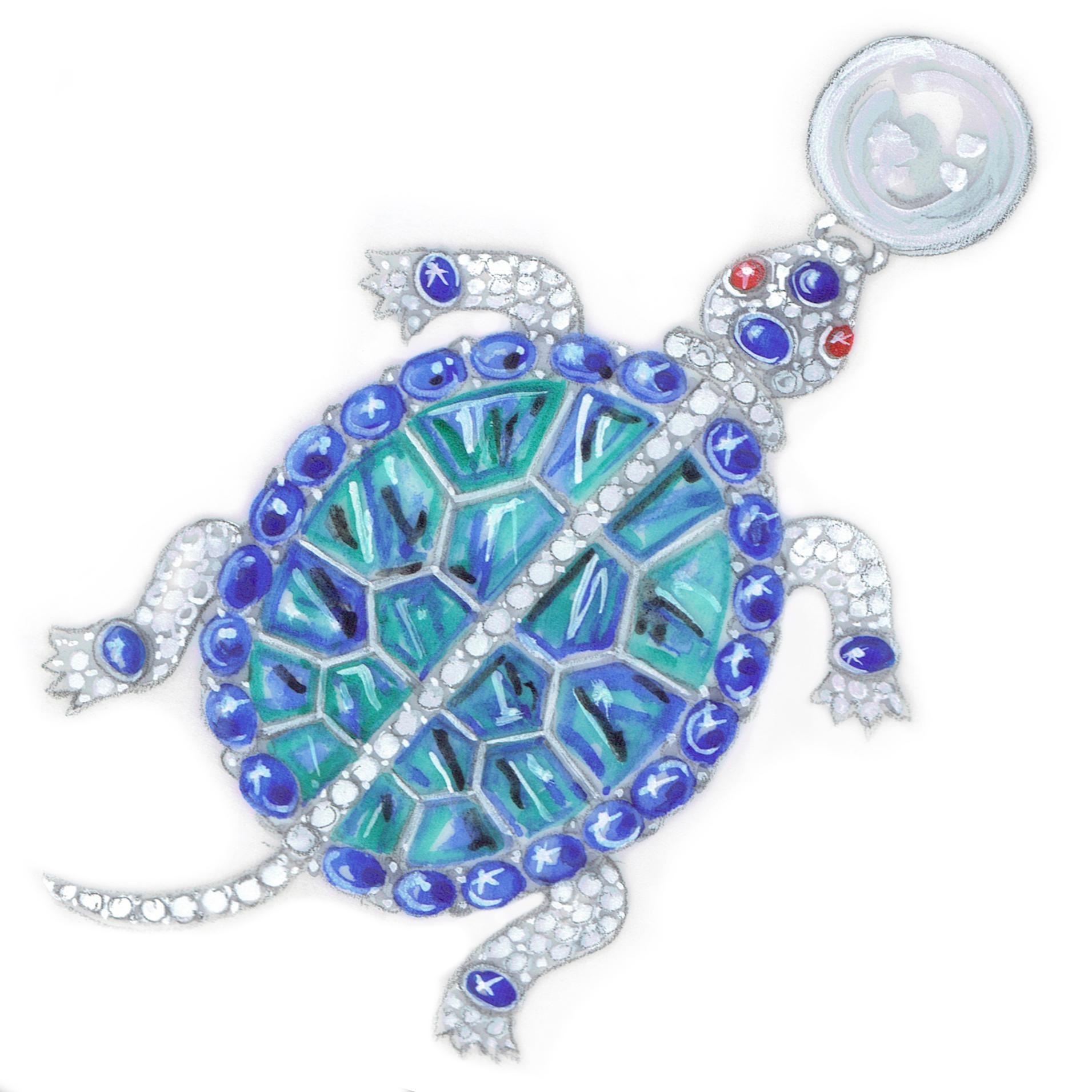 Ella Gafter Turtle Brooch Diamond Emerald   For Sale 8