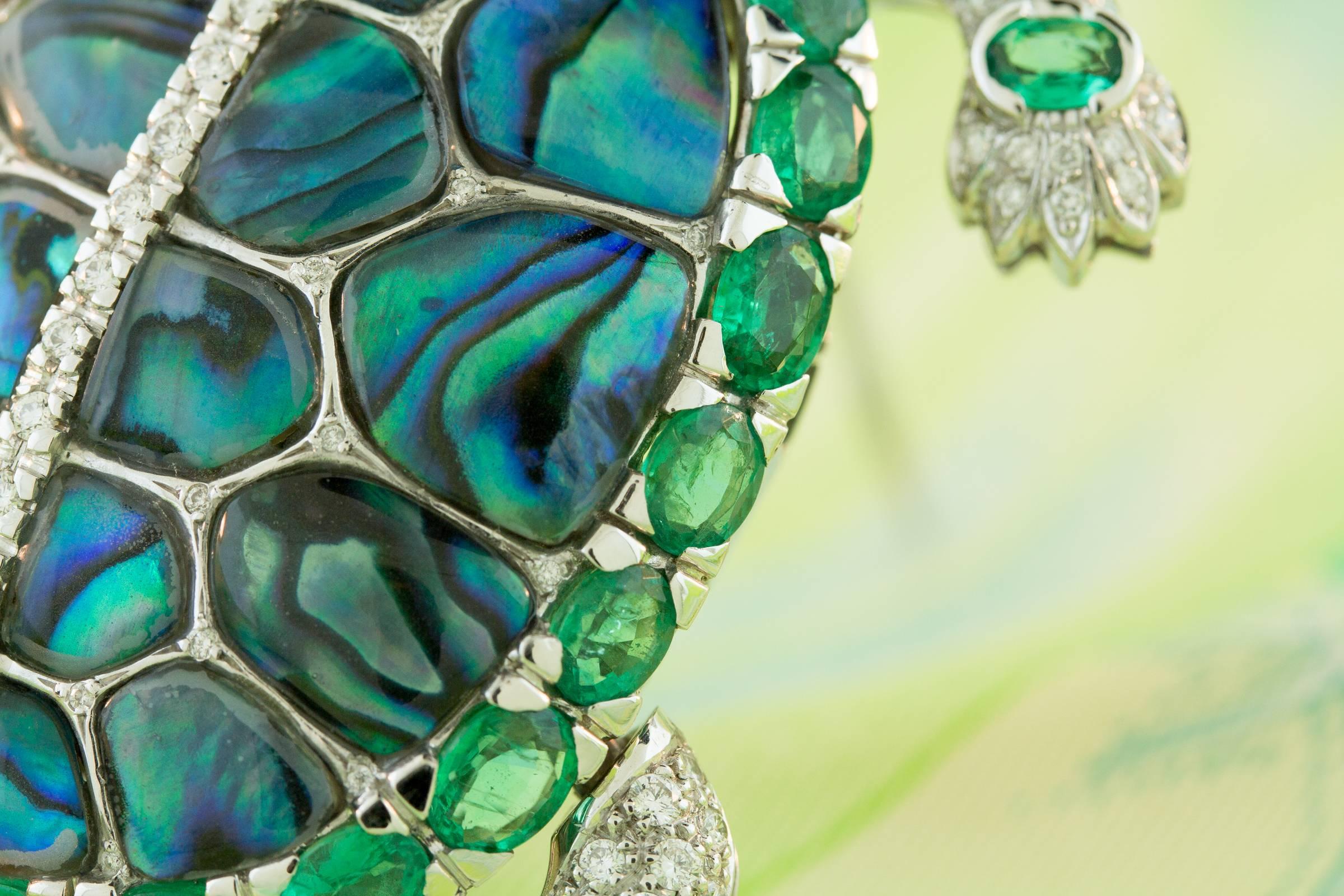 Ella Gafter Turtle Brooch Diamond Emerald   For Sale 4