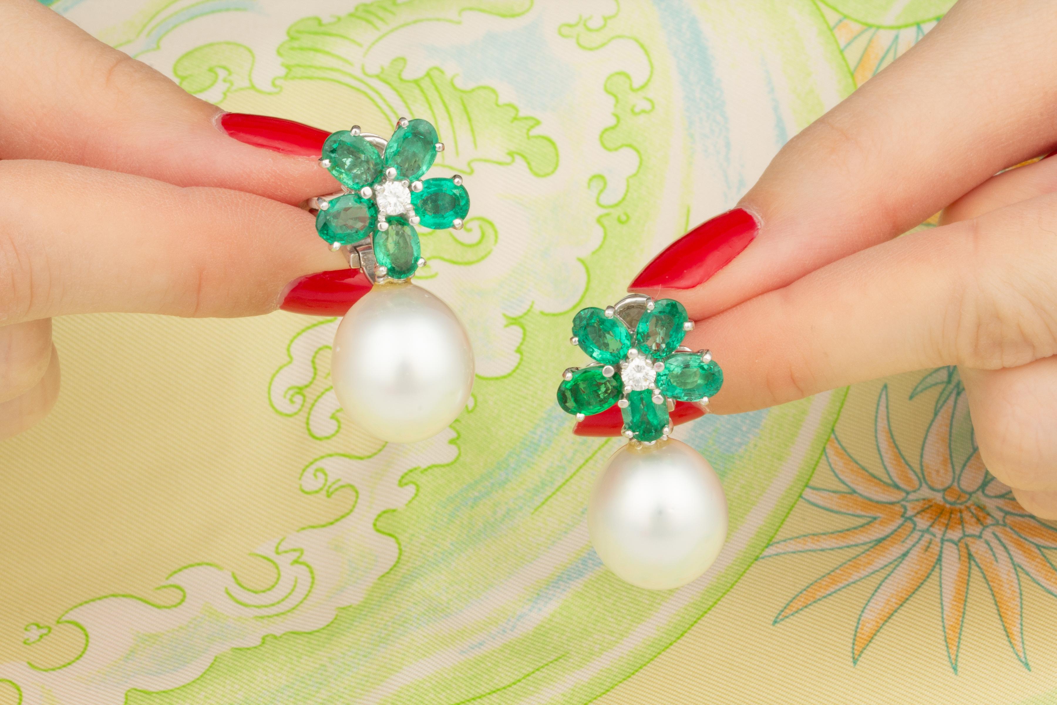 emerald pearl earrings