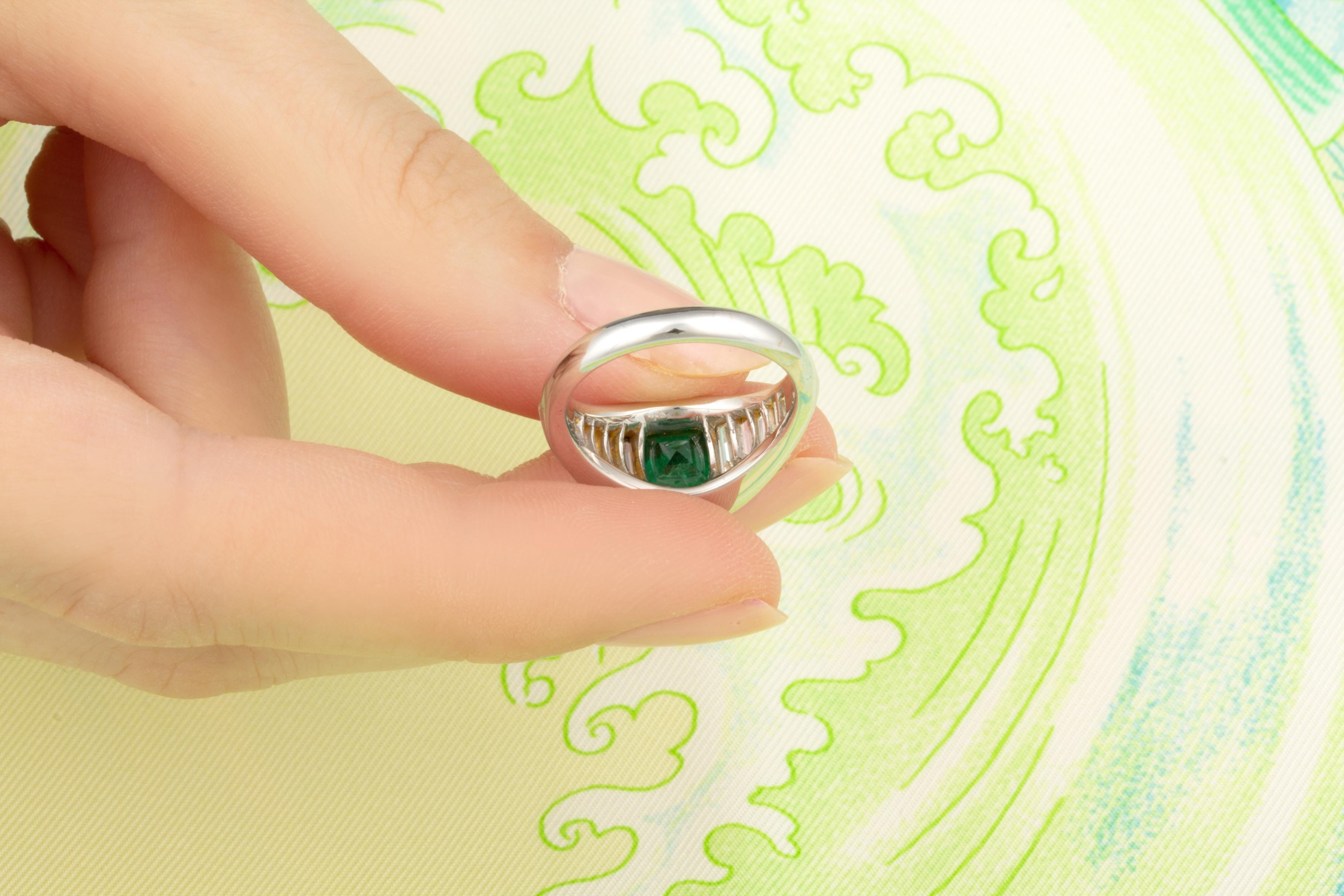 Emerald and Diamond Engagement Ring Design by Ella Gafter For Sale 2