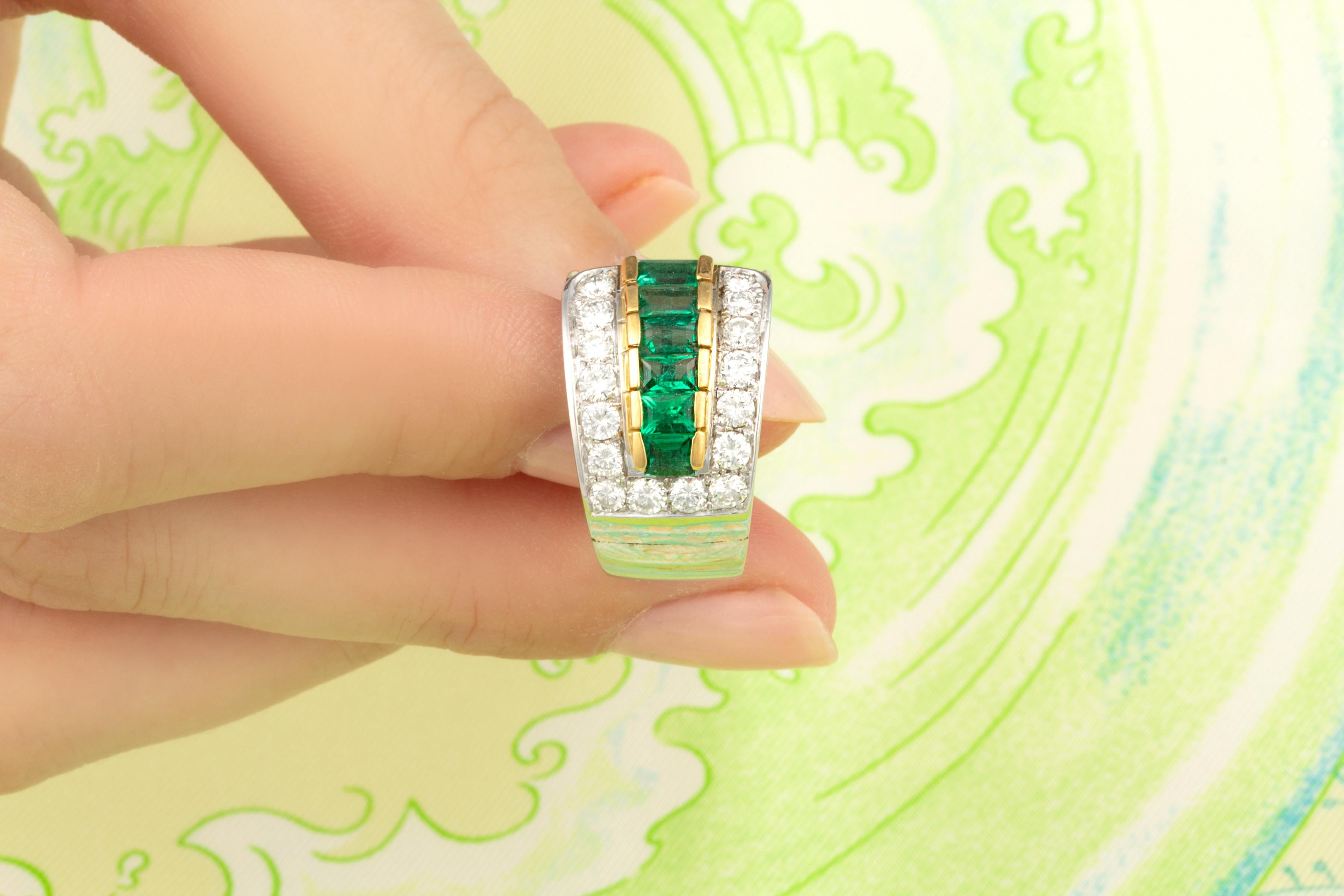 Ella Gafter Emerald Diamond Band Ring For Sale 1