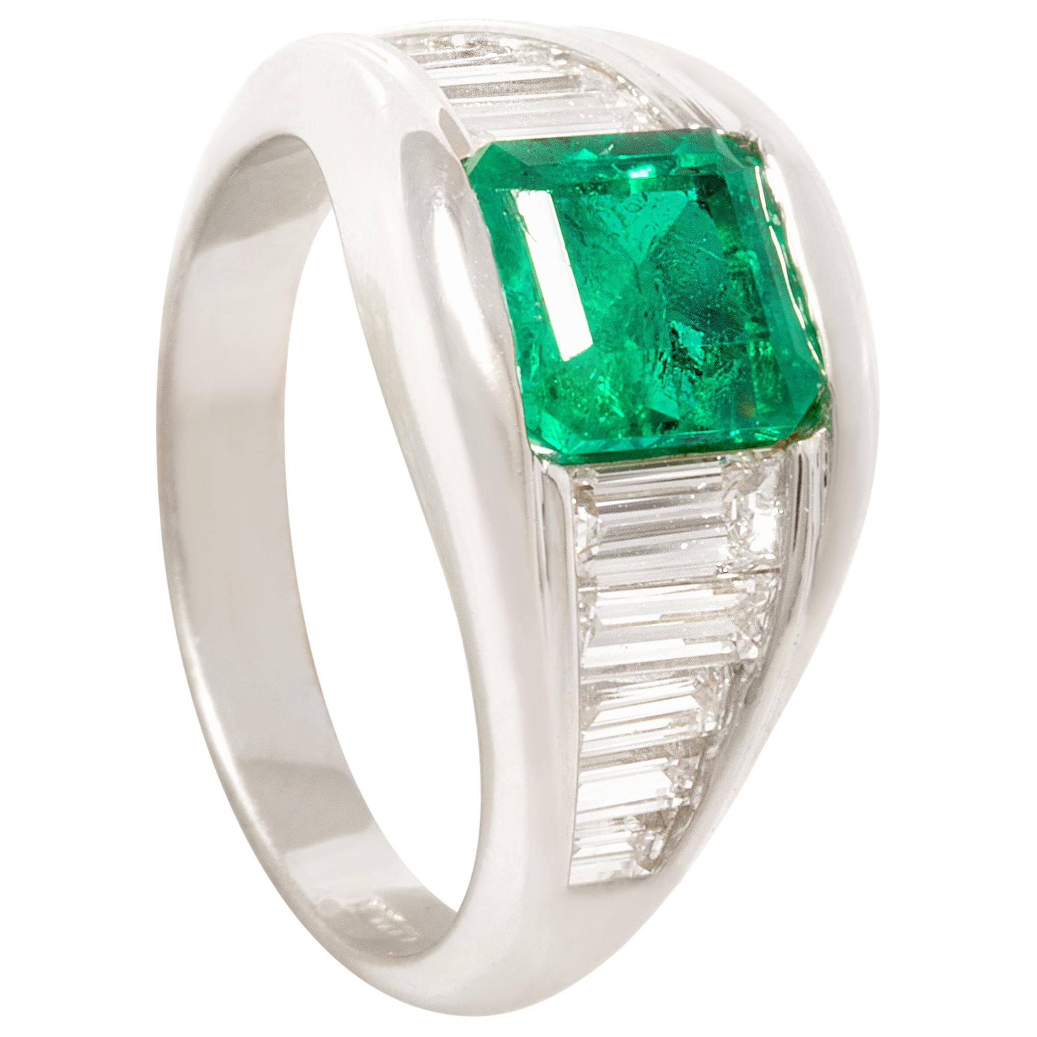 Ella Gafter Emerald Diamond Band Engagement Ring For Sale