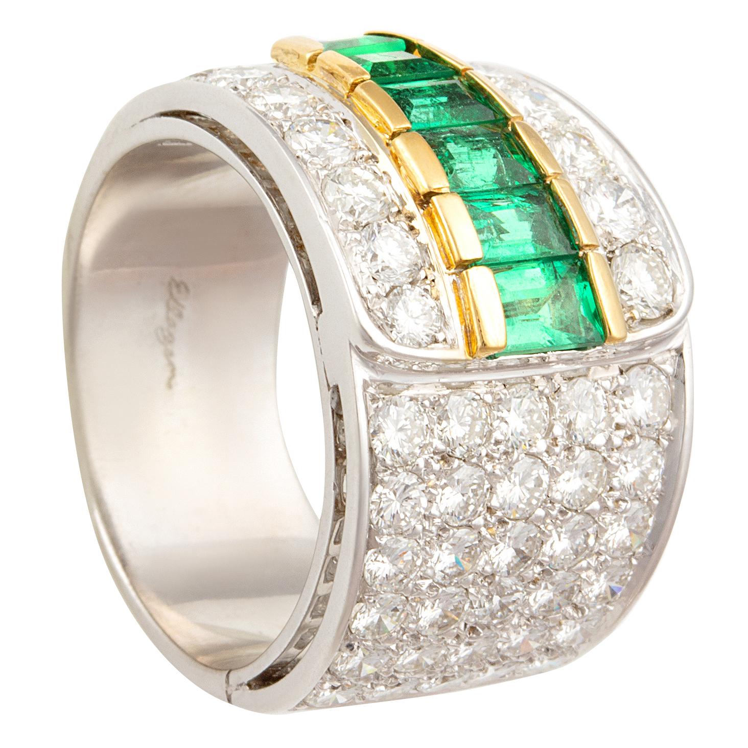 Ella Gafter Emerald Diamond Band Ring For Sale