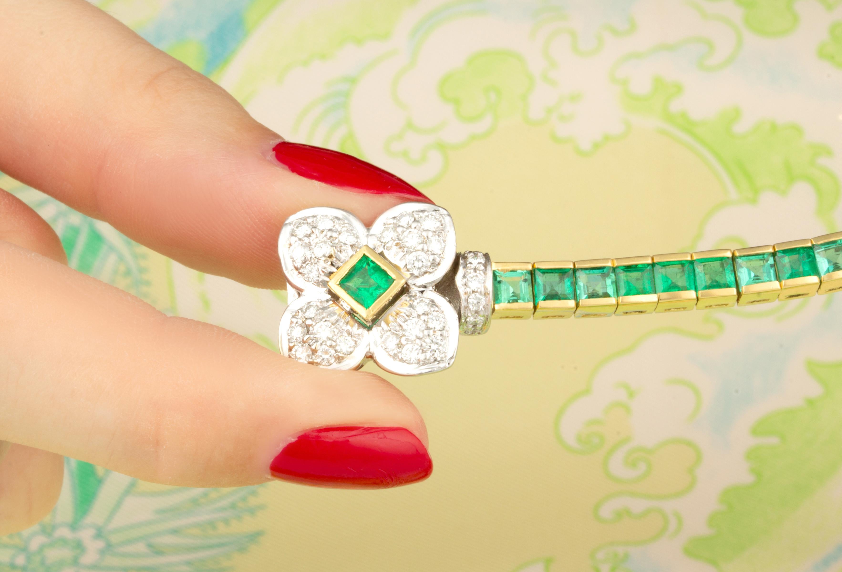Ella Gafter Emerald Diamond Bracelet For Sale 2