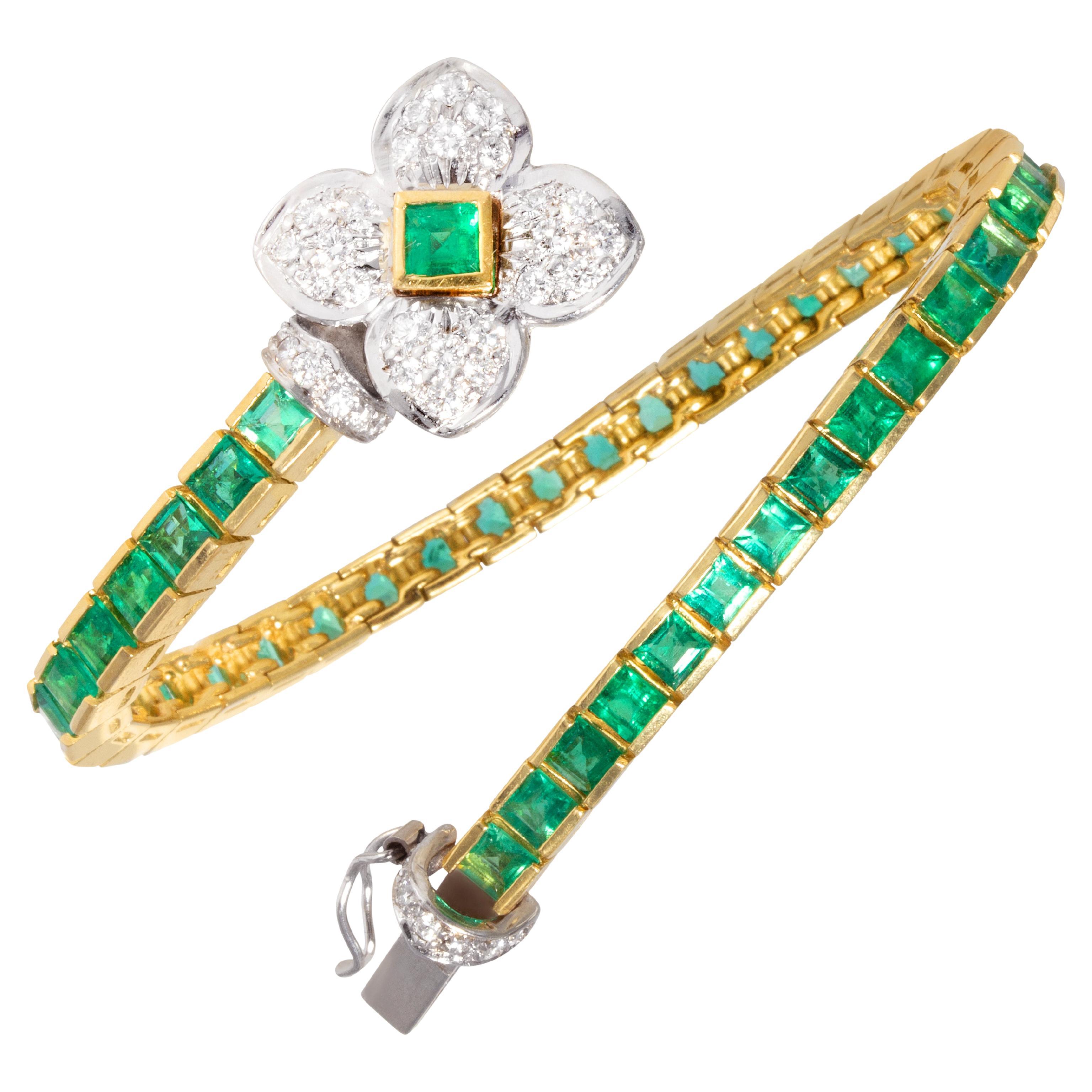 Ella Gafter Emerald Diamond Bracelet For Sale