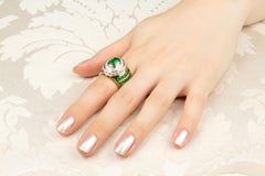 Emerald Diamond Cocktail Ring Dome Design by Ella Gafter