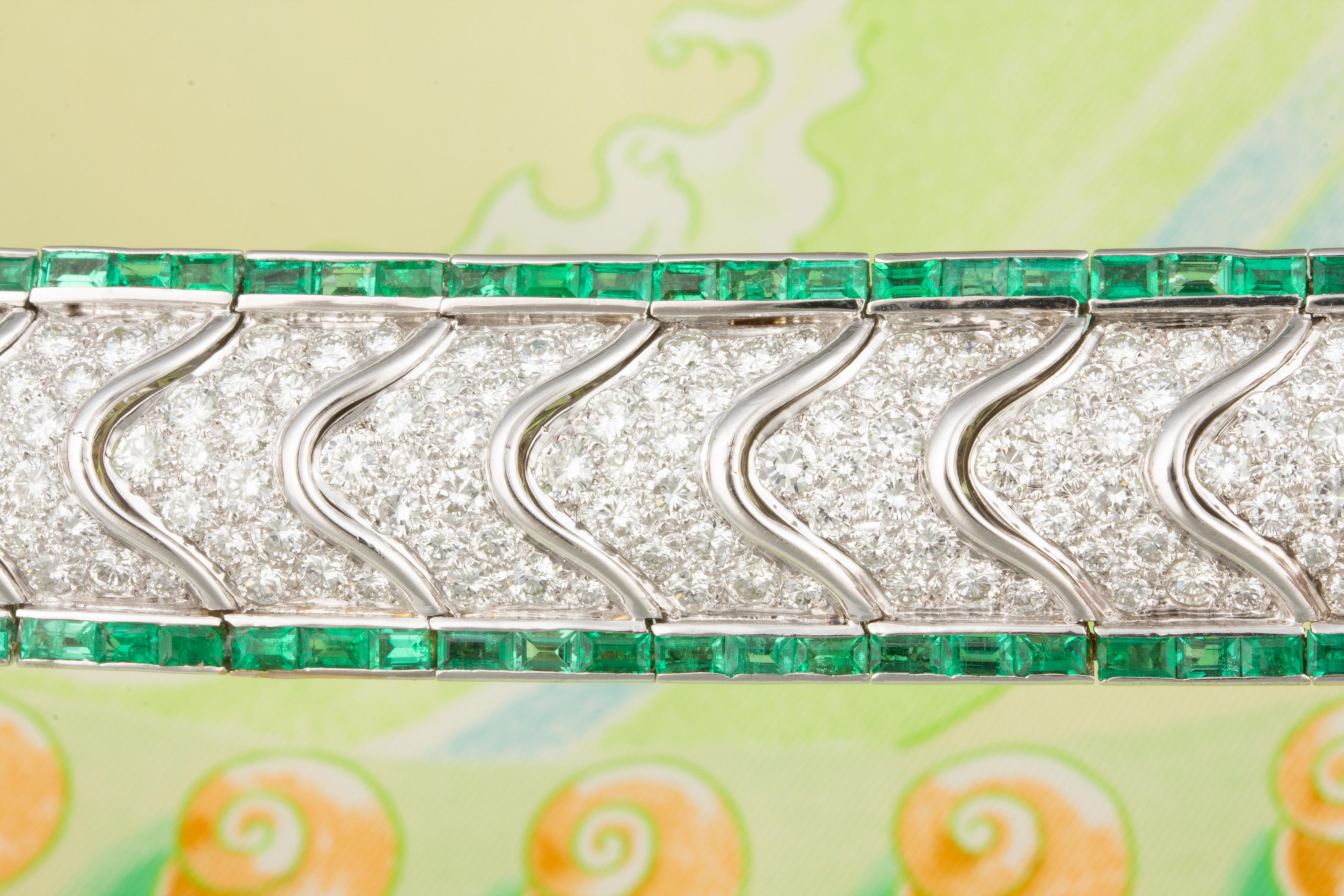 Ella Gafter Emerald Diamond Cuff Bracelet For Sale 2