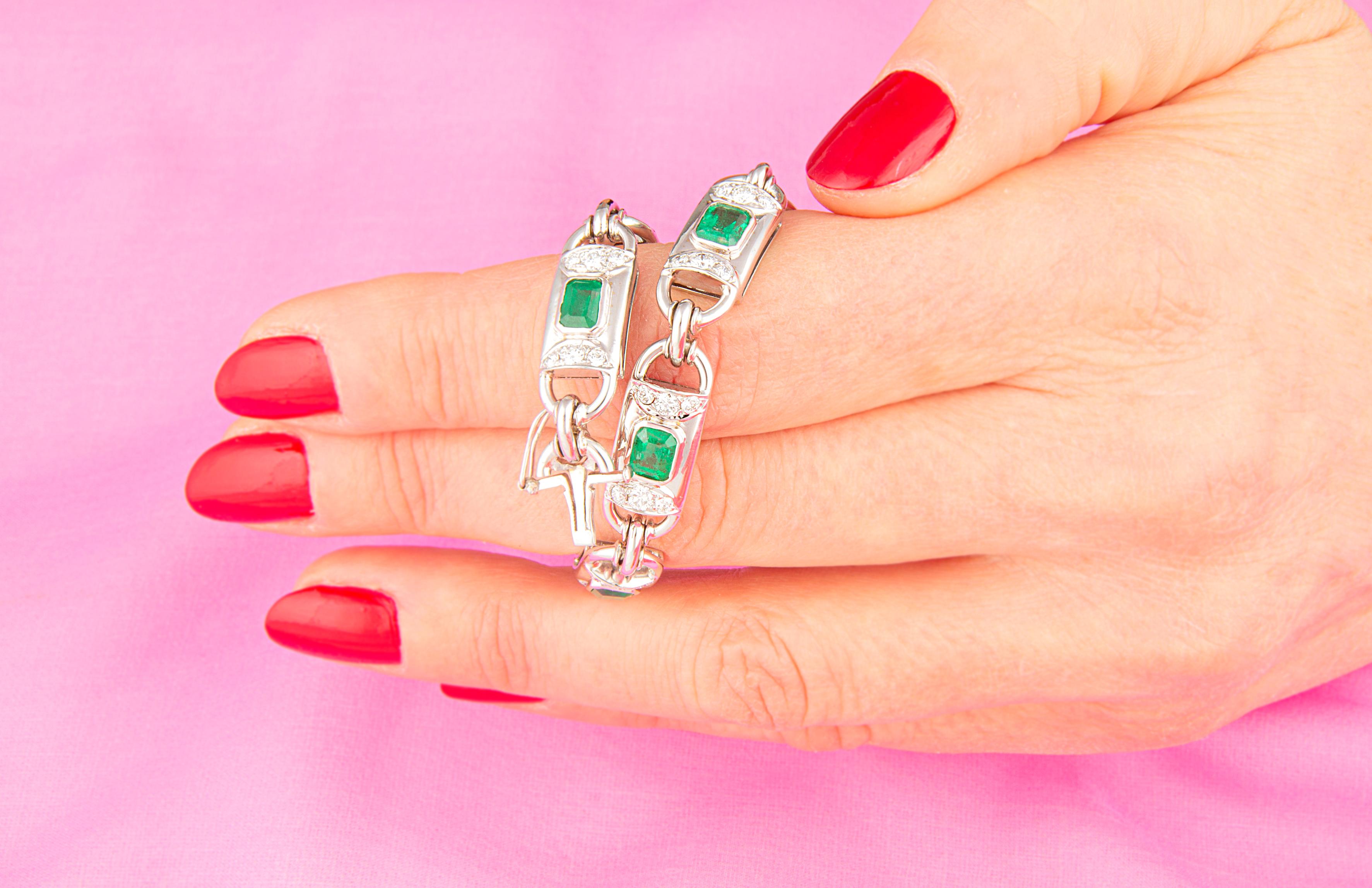 Emerald and Diamond Bracelet Design by Ella Gafter For Sale 1