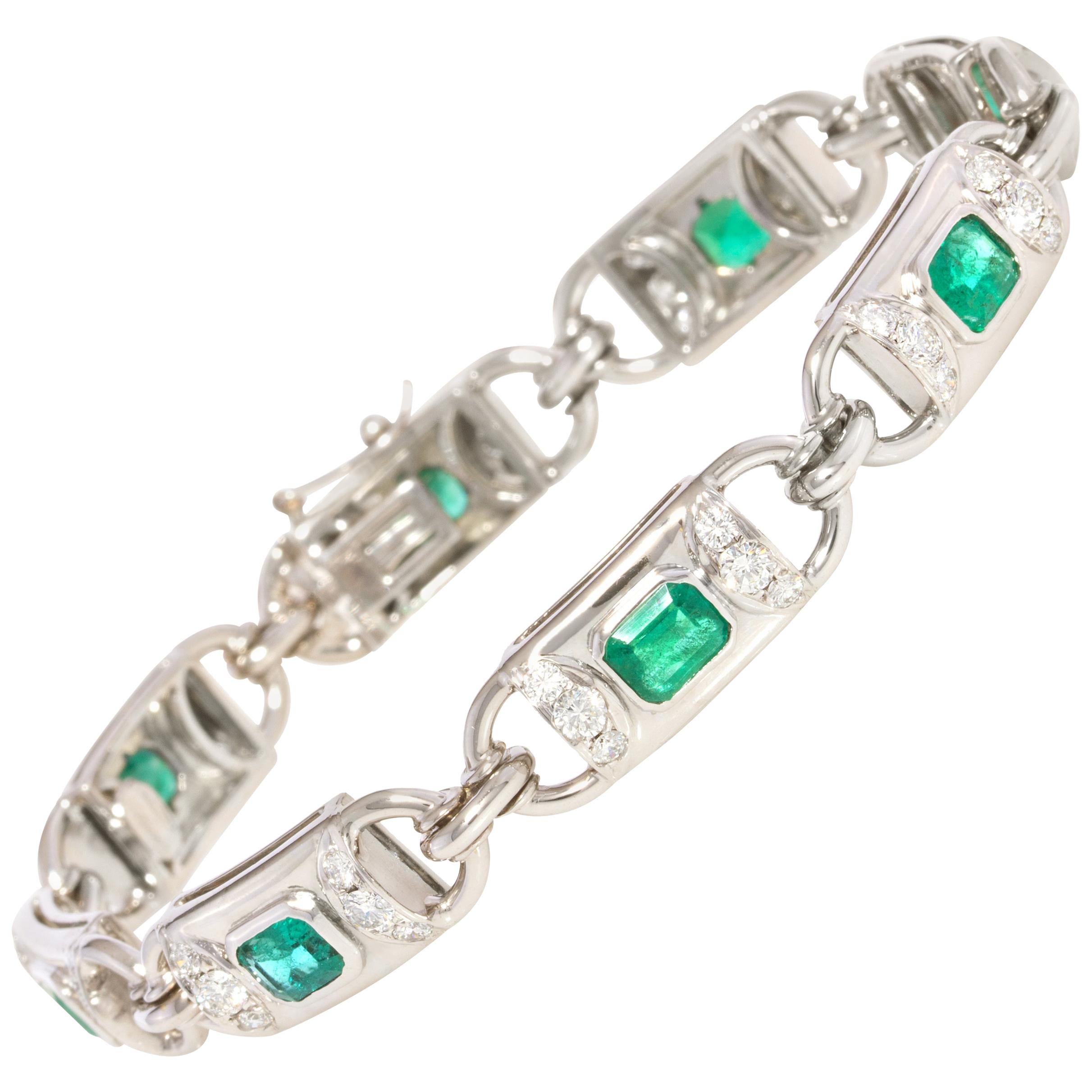Emerald and Diamond Bracelet Design by Ella Gafter For Sale