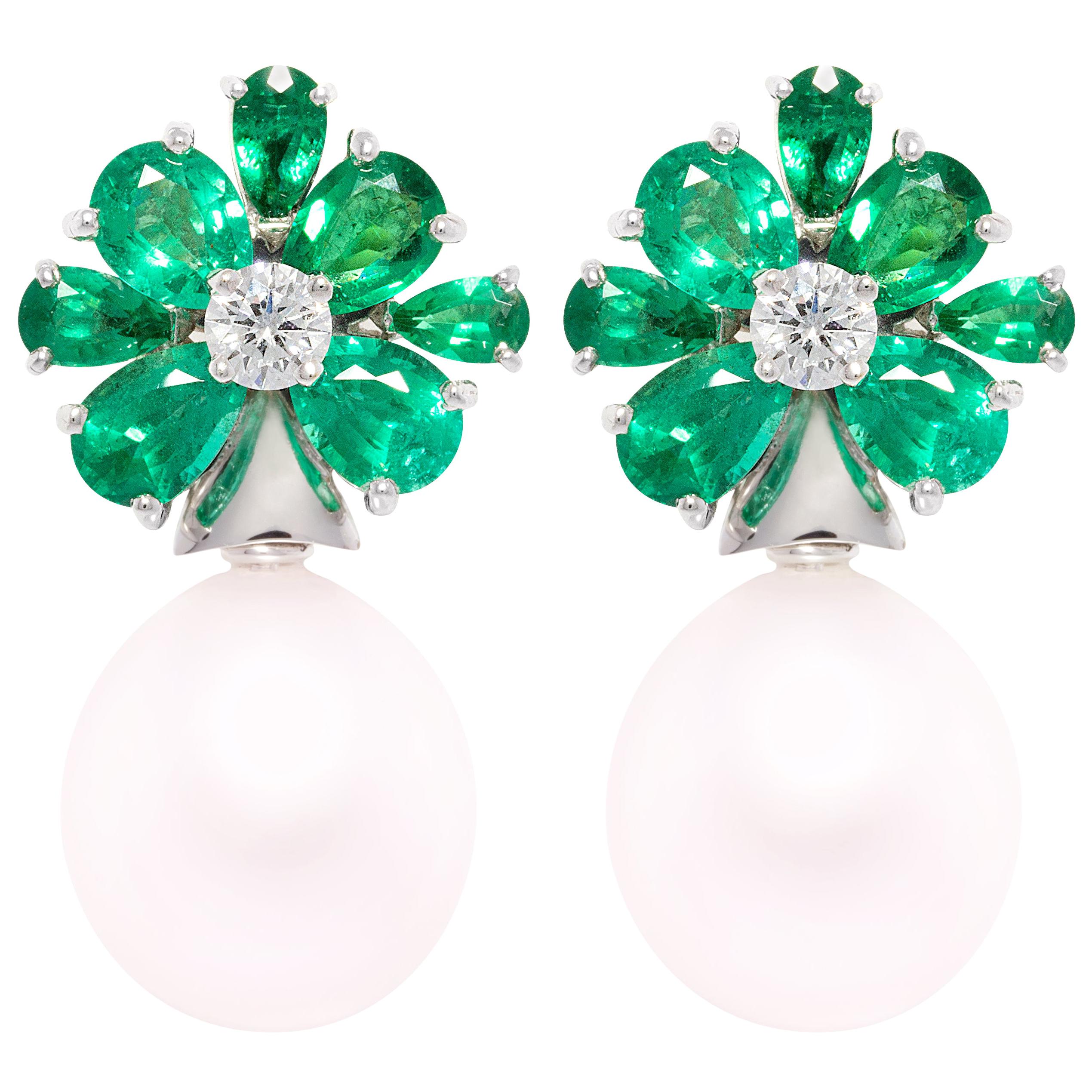 Ella Gafter Emerald South Sea Pearl Earrings 