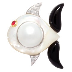 Ella Gafter Broche poisson style Art Déco Pin