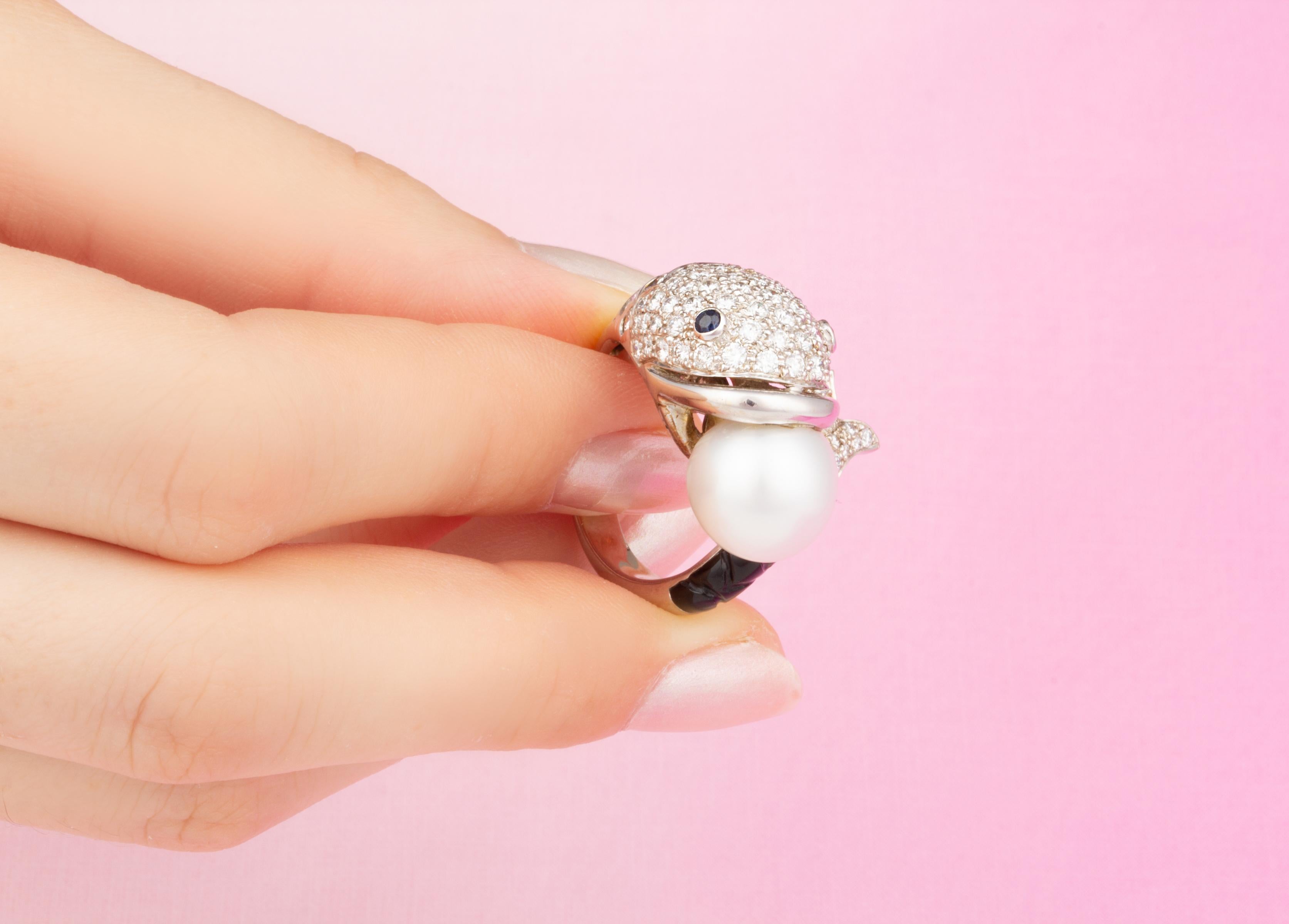 Brilliant Cut Ella Gafter Fish Diamond Ring  For Sale