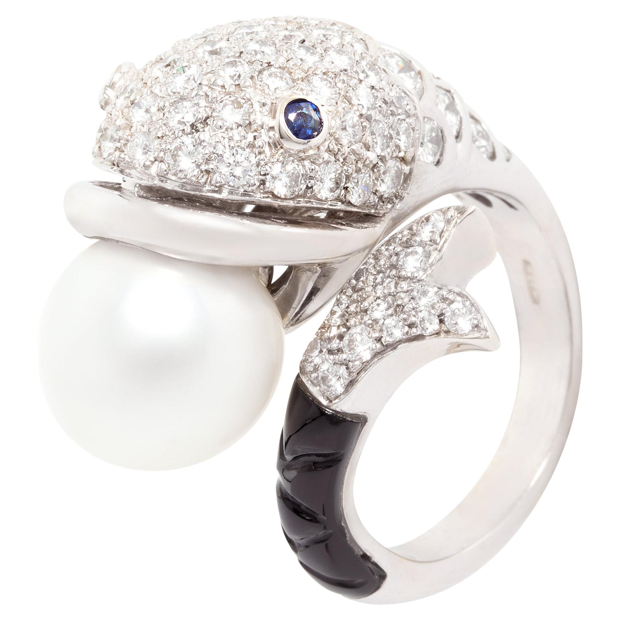 Ella Gafter Fish Diamond Ring  For Sale