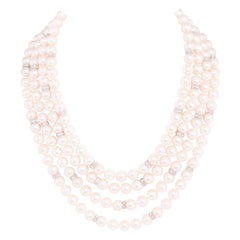 Four Strand Pearl and Diamond Necklace Design by Ella Gafter