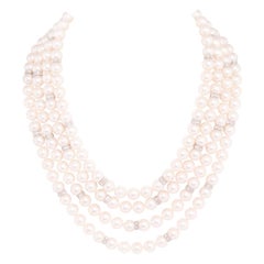 Ella Gafter Four-Strand Pearl Diamond Necklace