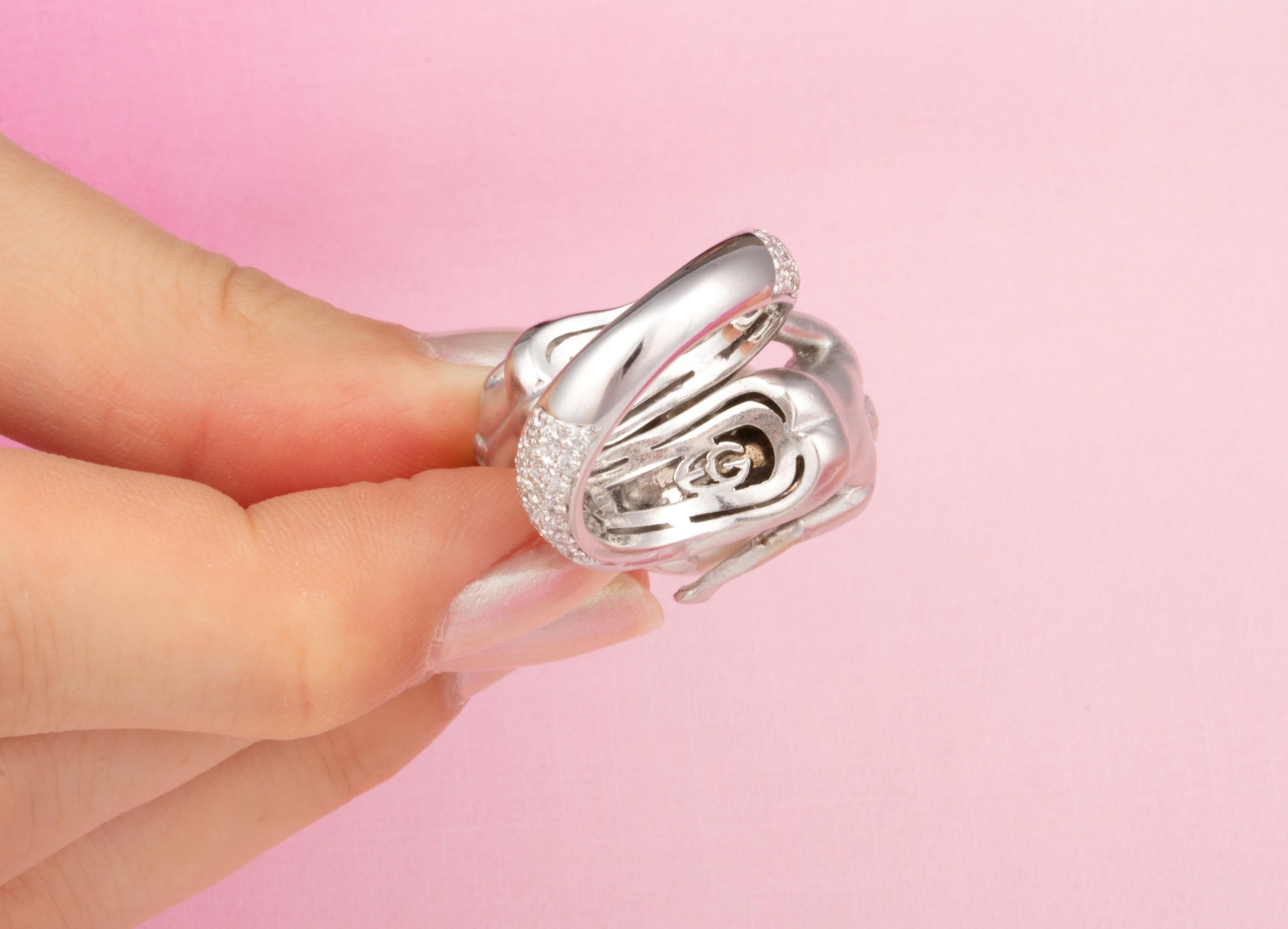 Ella Gafter Gemini Diamond 15mm Pearl Zodiac Ring For Sale 7