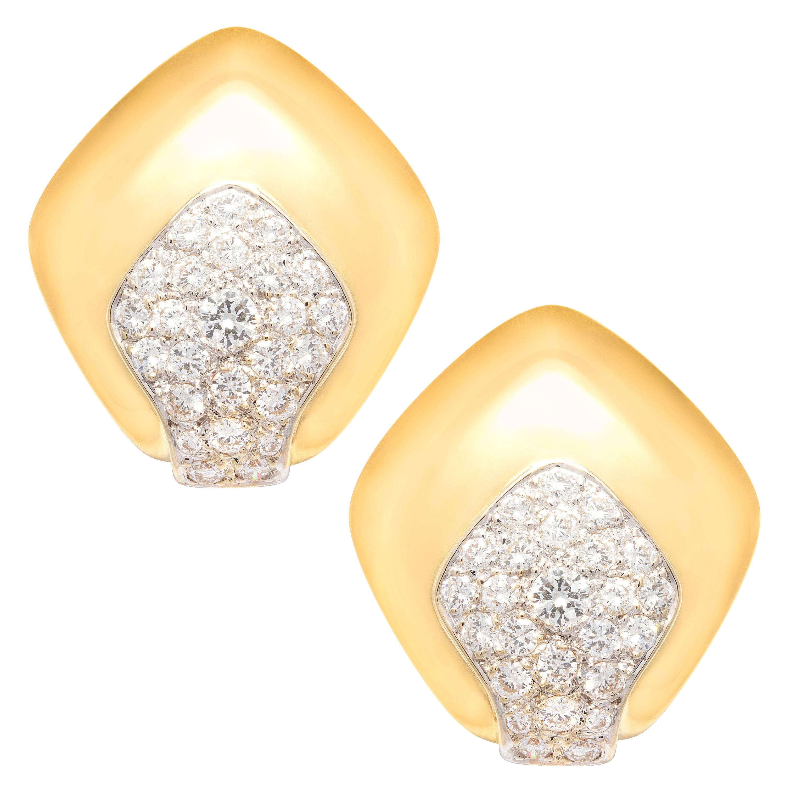 Ella Gafter Gold Diamond Clip-On Earrings For Sale