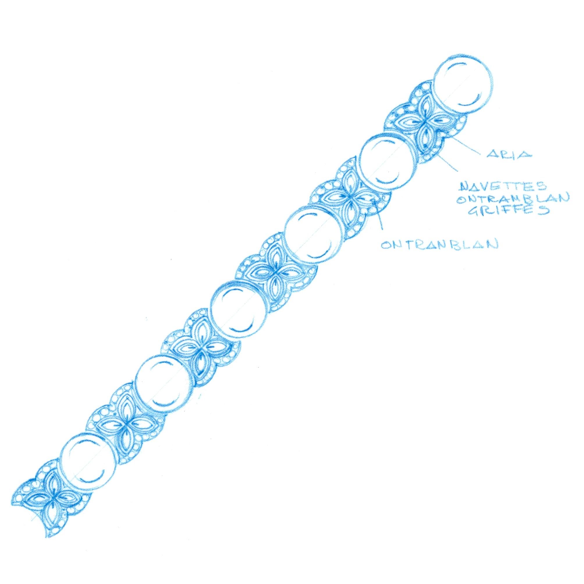Bracciale con perle e diamanti d'oro di Ella Gafter in vendita 5