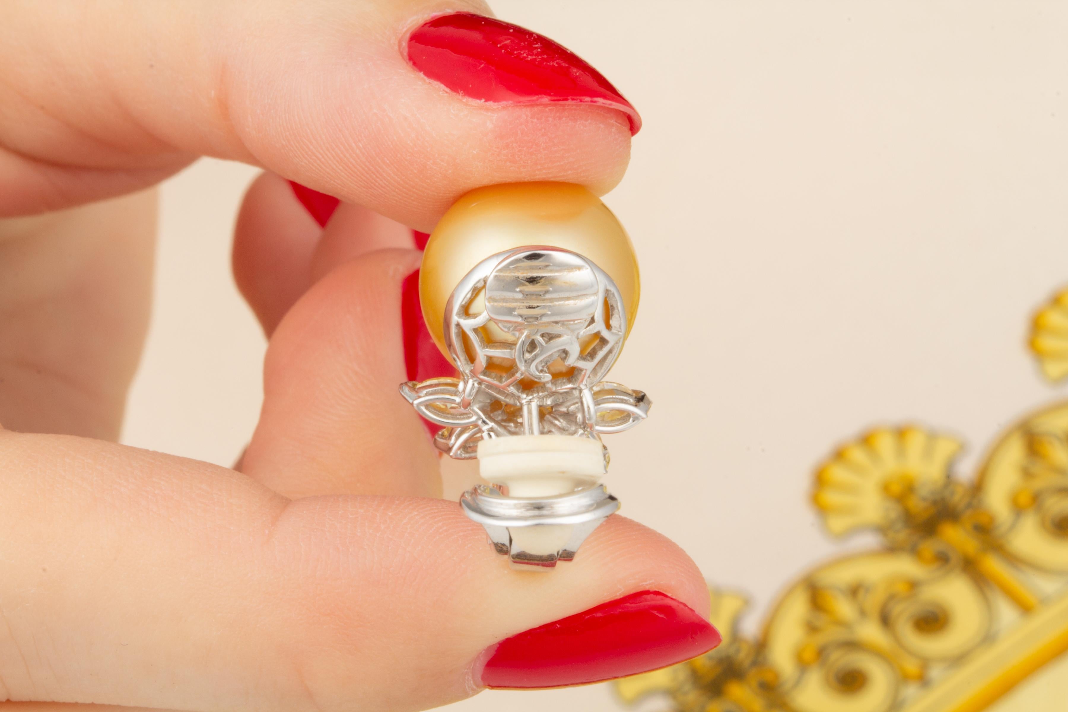 Ella Gafter Golden Pearl Fancy Diamond Earrings 2