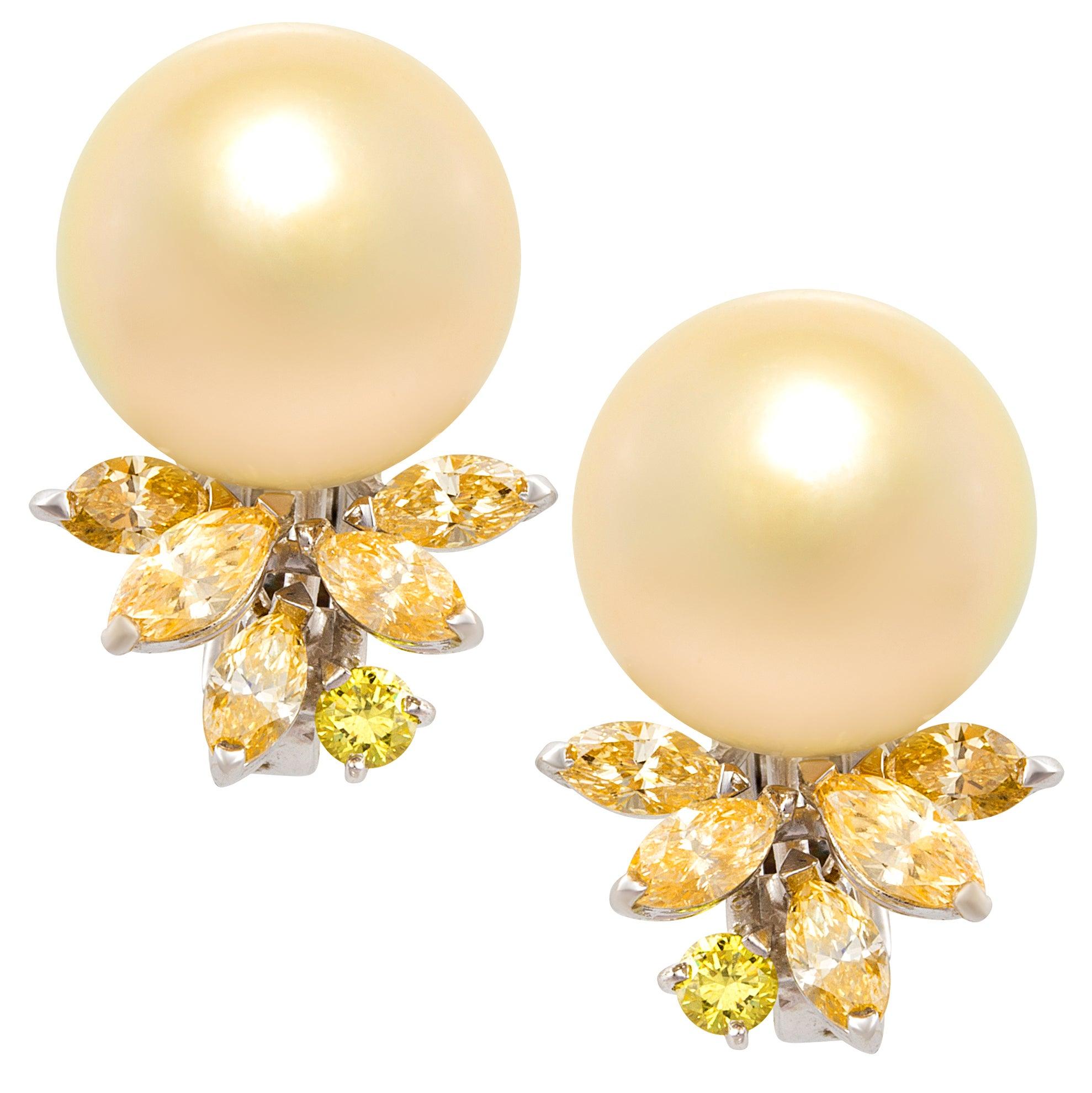 Ella Gafter Golden Pearl Fancy Diamond Earrings