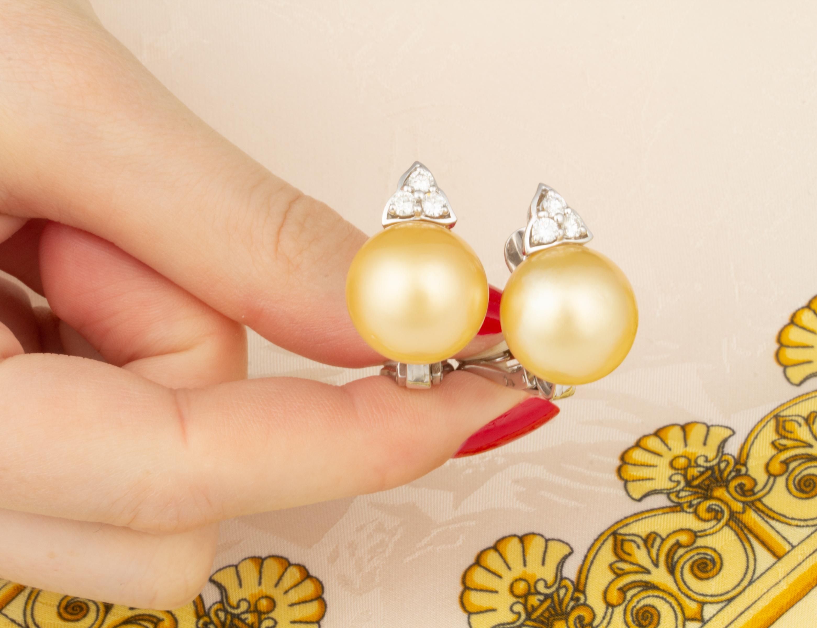 Brilliant Cut Ella Gafter 16mm Golden Pearl Diamond Clip-on Earrings 